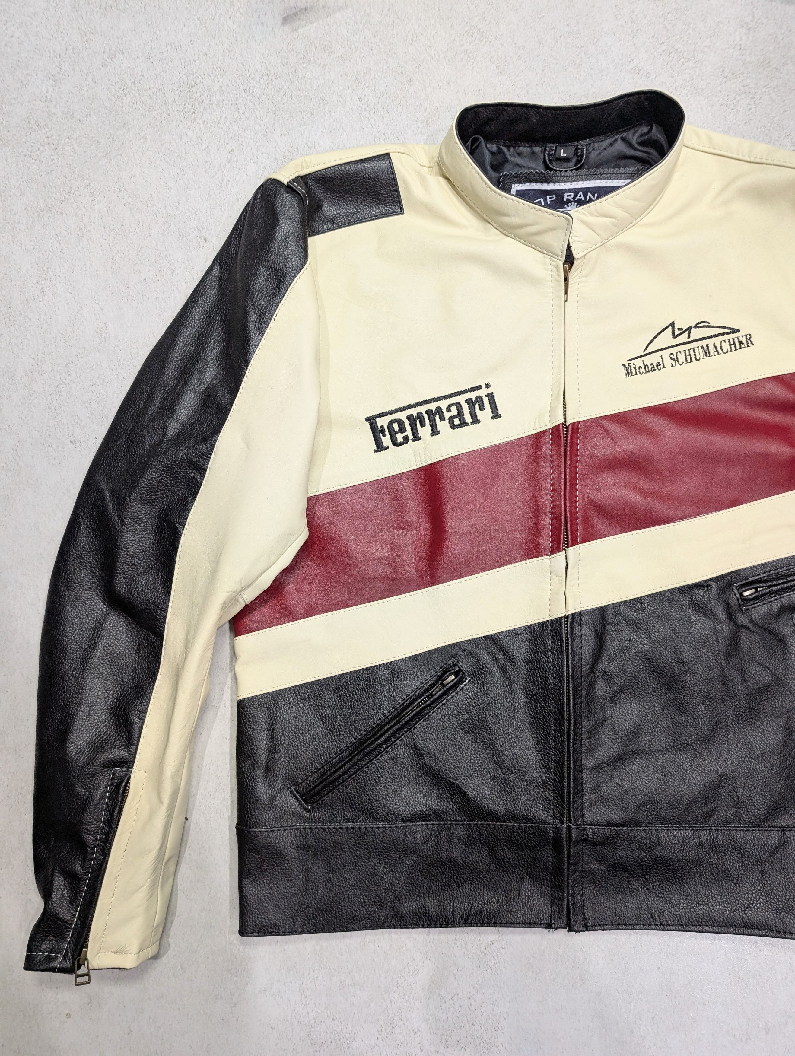 Formula 1 Ferrari Racing Leather Jacket 90s F1 Big Logo Streetwear Size US L / EU 52-54 / 3 - 2 Thumbnail