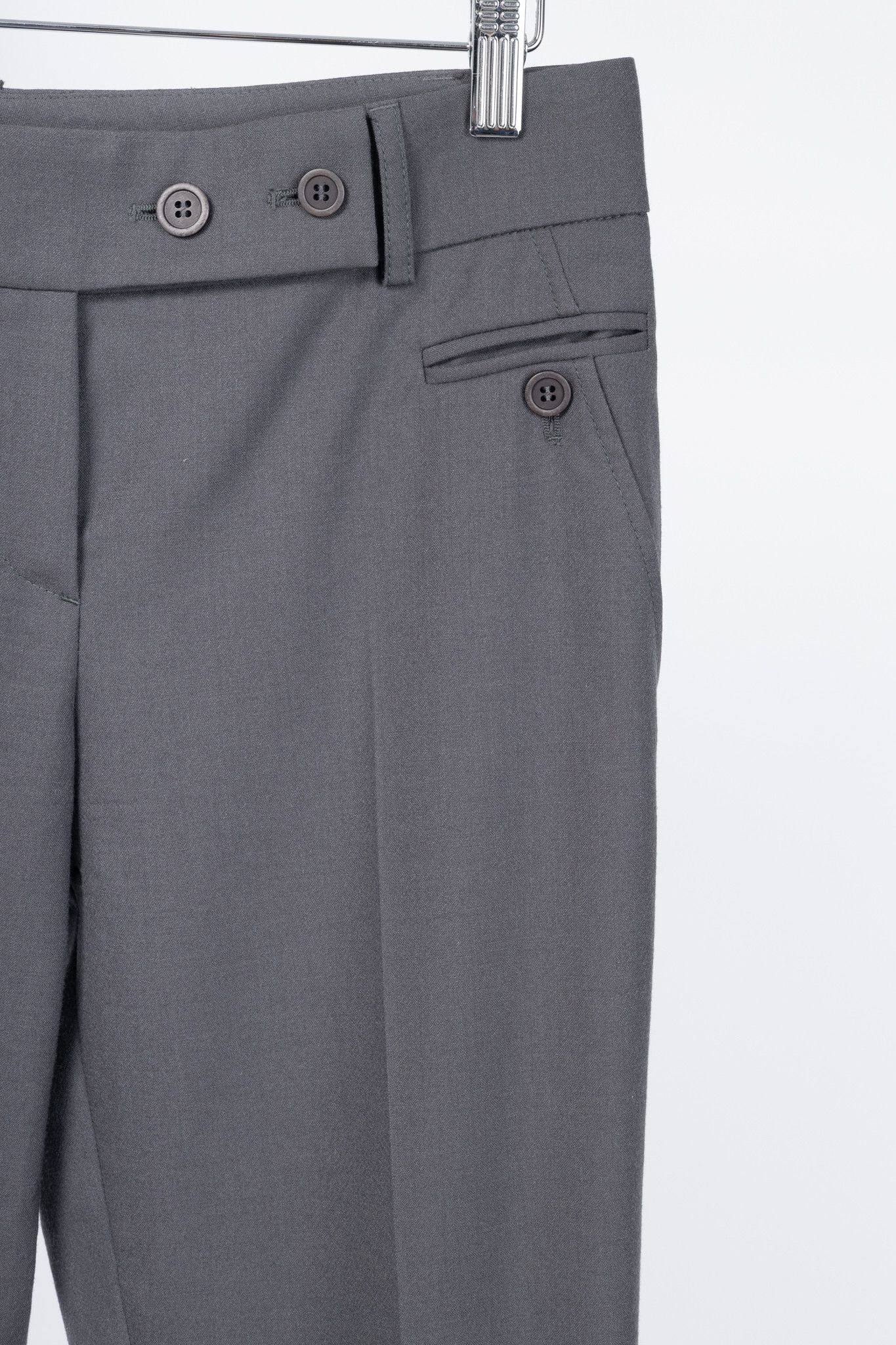 Brunello Cucinelli Brunello Cucinelli Grey Wool Double-Button-Fly Trousers Size 28" / US 6 / IT 42 - 4 Thumbnail