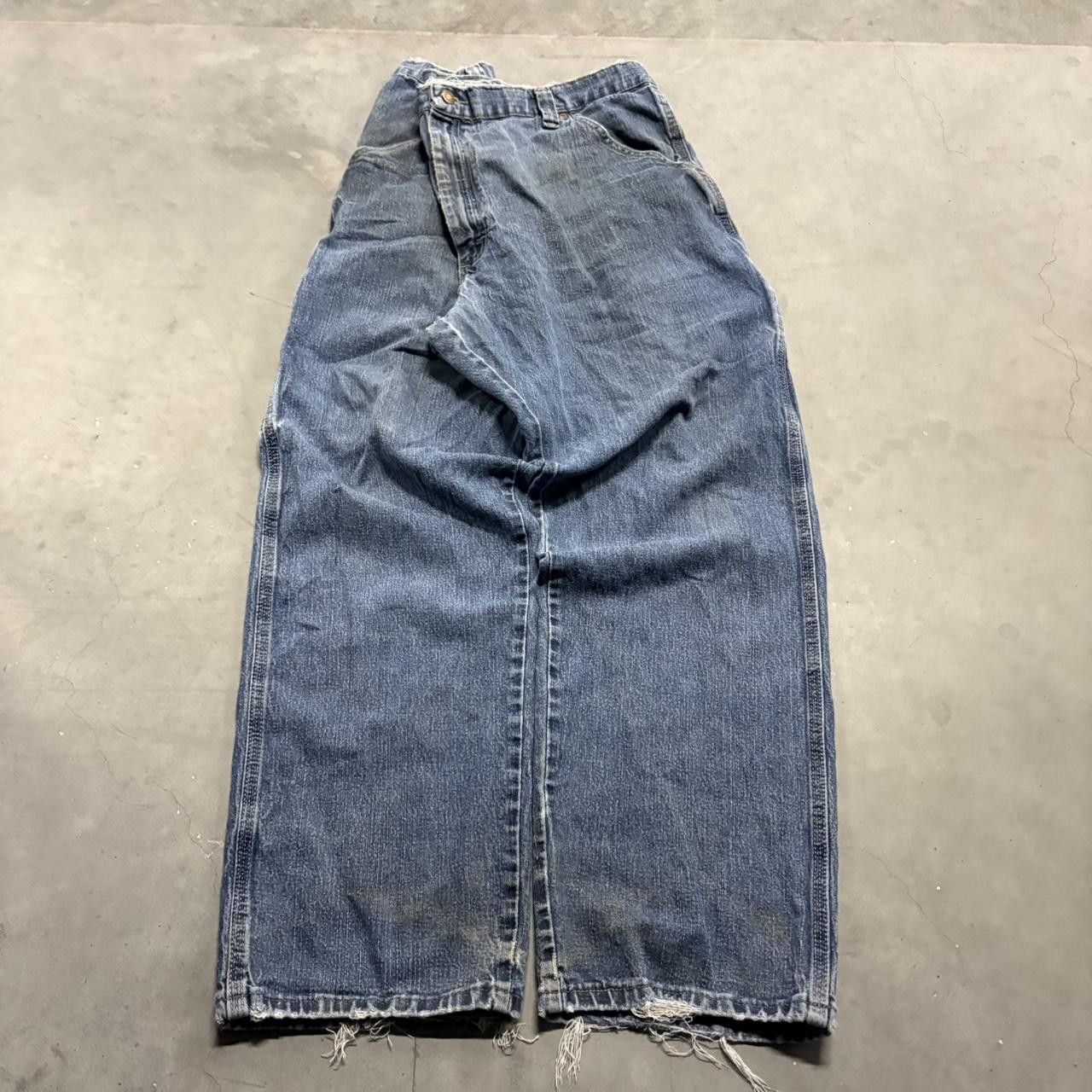 Japanese Brand × Vintage Crazy Vintage Y2K/2000s Super Baggy Carpenter Workwear Style Medium Wash Denim Jeans! Size US 40 / EU 56 - 3 Thumbnail