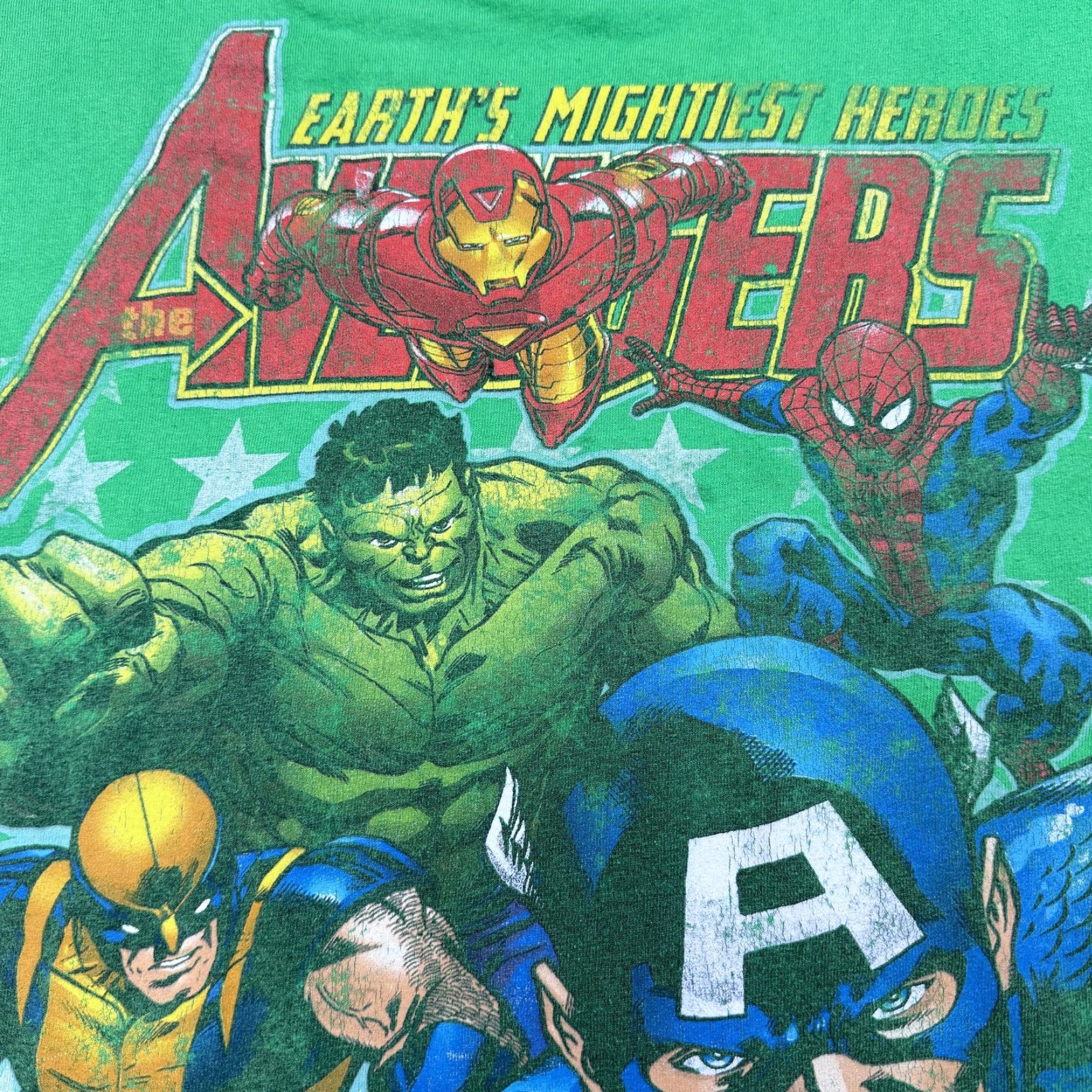 Vintage Marvel Avengers Assemble Men XL Hulk Ironman Captain Spider Wolverine T-Shirt Green Crew Neck Short Sleeve Graphic Print Size US XL / EU 56 / 4 - 4 Thumbnail