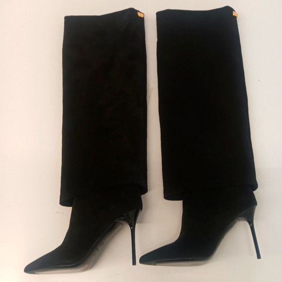 Balmain Balmain Arielle Black Suede Knee High Boots - EU36/US6 Size US 6 / IT 36 - 4 Thumbnail