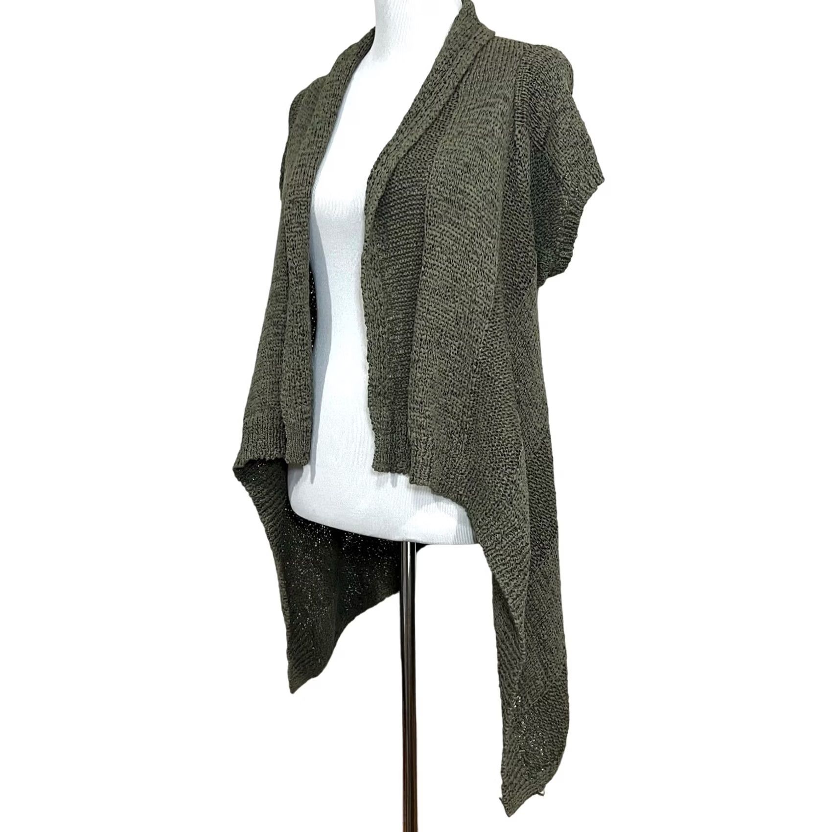 Vintage Elena Solano Cardigan Sweater Green Short Sleeve Open Front Loose Knit Womens 1X Size XL / US 12-14 / IT 48-50 - 2 Thumbnail