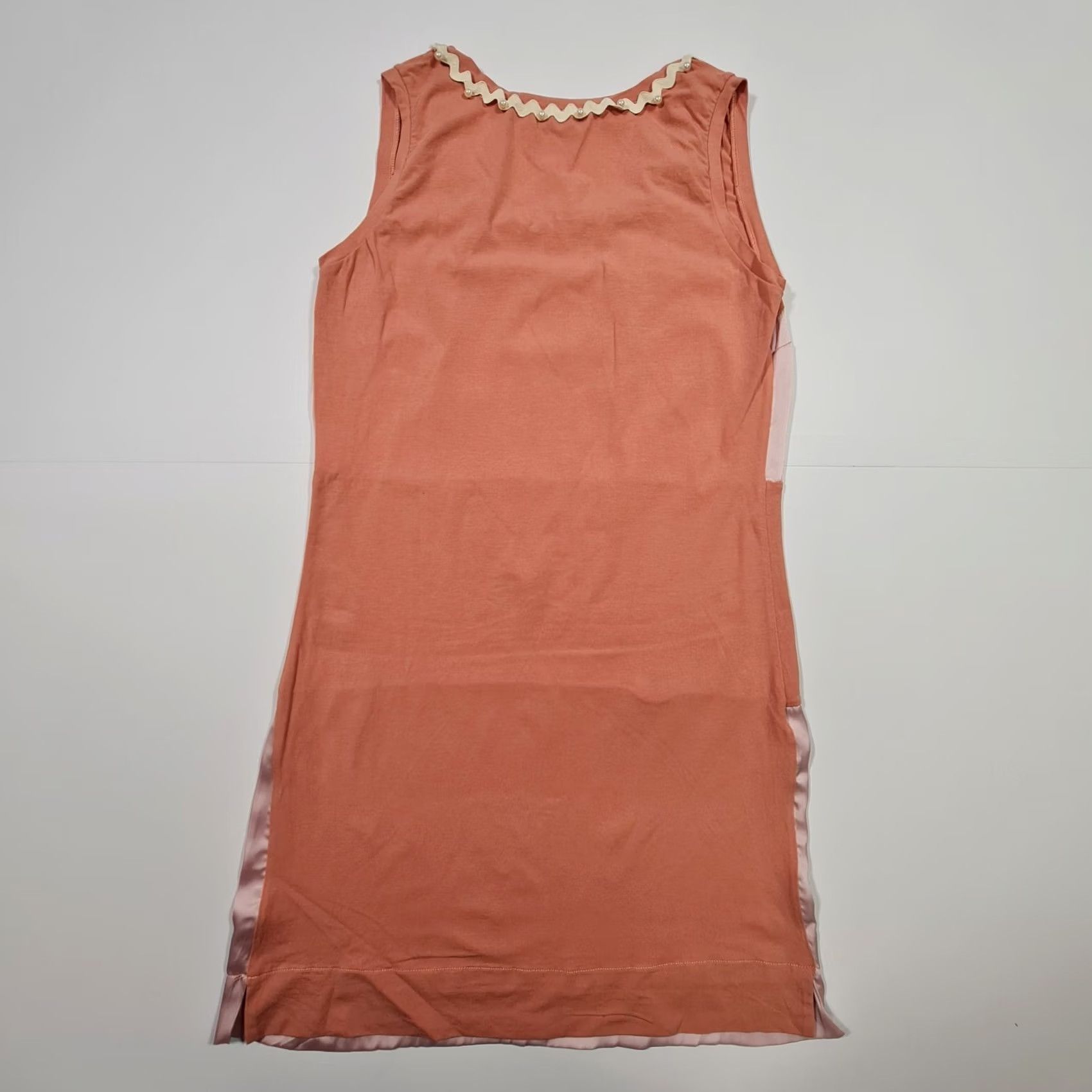 Vintage See by Chloe Dress Womens Short Sleeveless Striped Pink Round Neck Mini 8 UK Casual Party/Cocktail Size M / US 6-8 / IT 42-44 - 6 Thumbnail