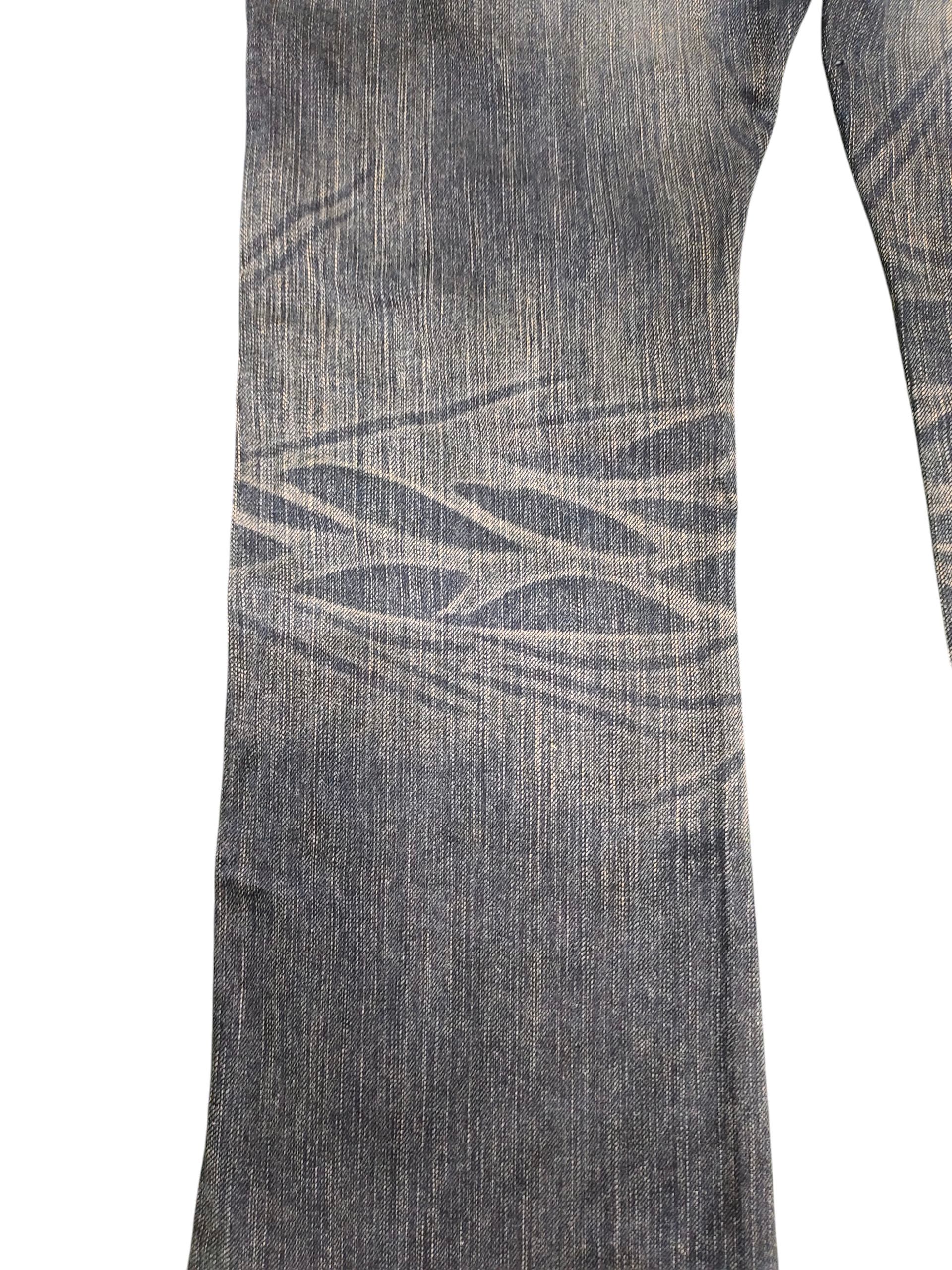 Tornado Mart Flare Jeans Edwin Blue Trip Leather Trim Clawmark Bootcut Size US 29 - 5 Thumbnail