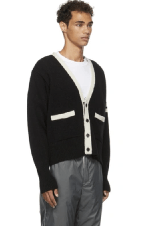 Thom Browne RARE- BLACK Mohair Tweed Jersey Stitch 4-bar Cardigan Size US L / EU 52-54 / 3 - 3 Thumbnail