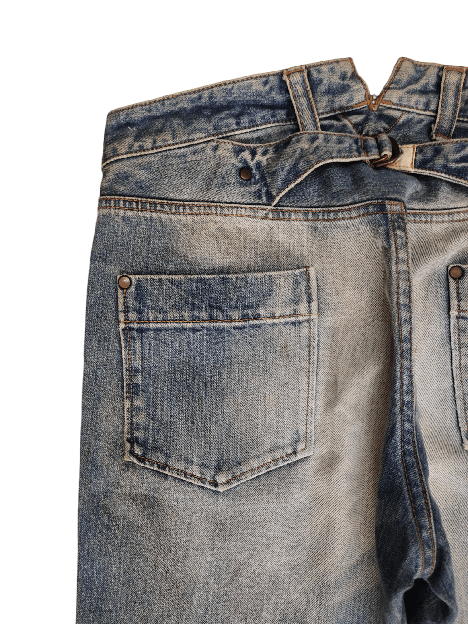 Kapital Japan Buckle Back Distress Faded Denim Undercover Style Y2k Size US 31 - 4 Thumbnail
