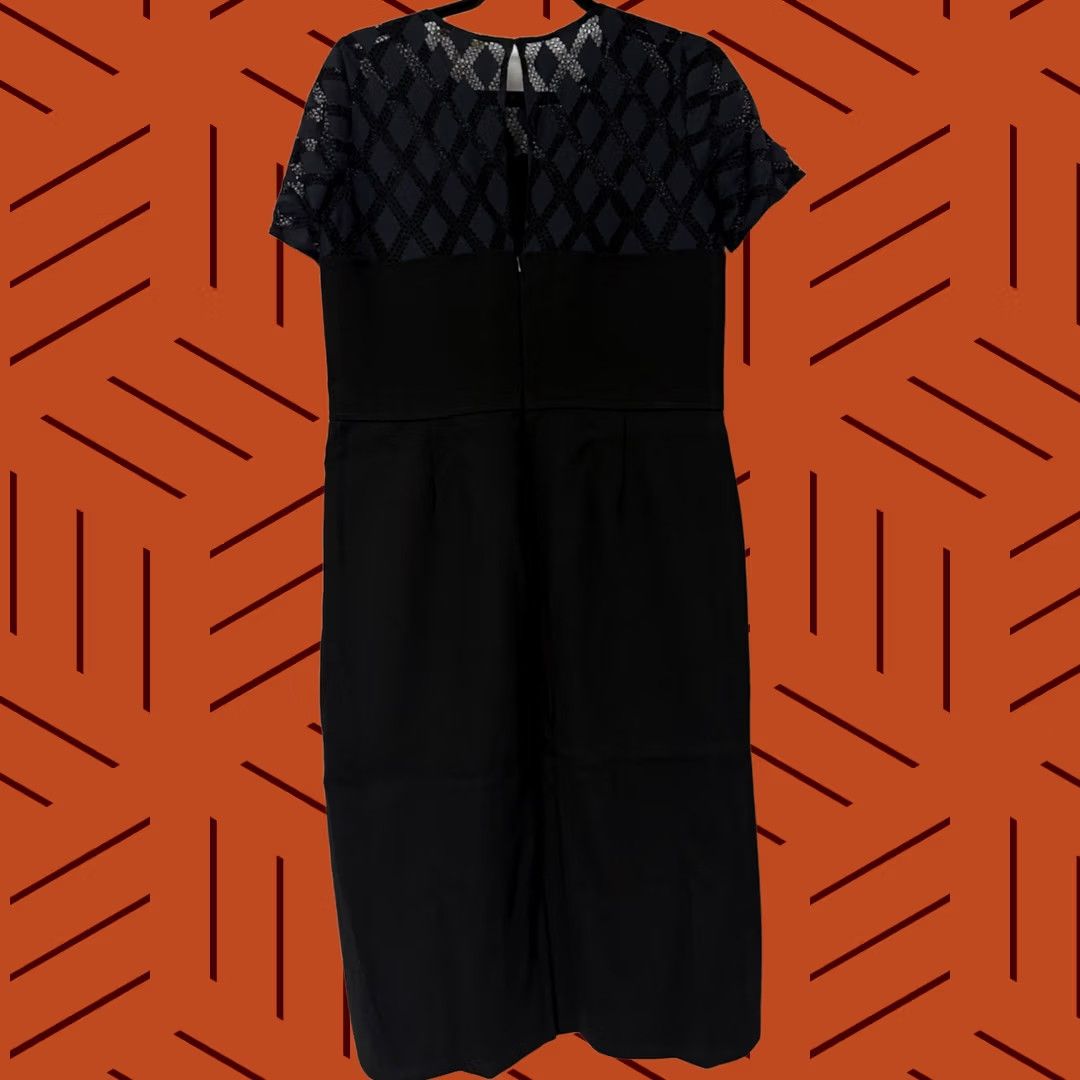 Maje Maje Black Lace Panel Dress Solid Short Sleeve Midi Women Size 3 Size 26" / US 2 / IT 38 - 1 Thumbnail
