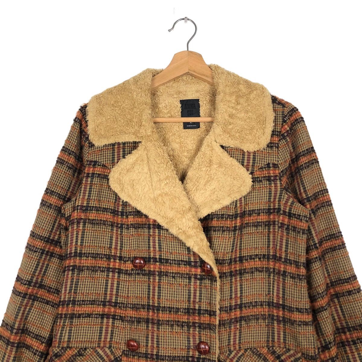 Anna Sui 🔥Tartan Design Fly Coats Long Jacket Mink Fur Lining Size M / US 6-8 / IT 42-44 - 3 Thumbnail