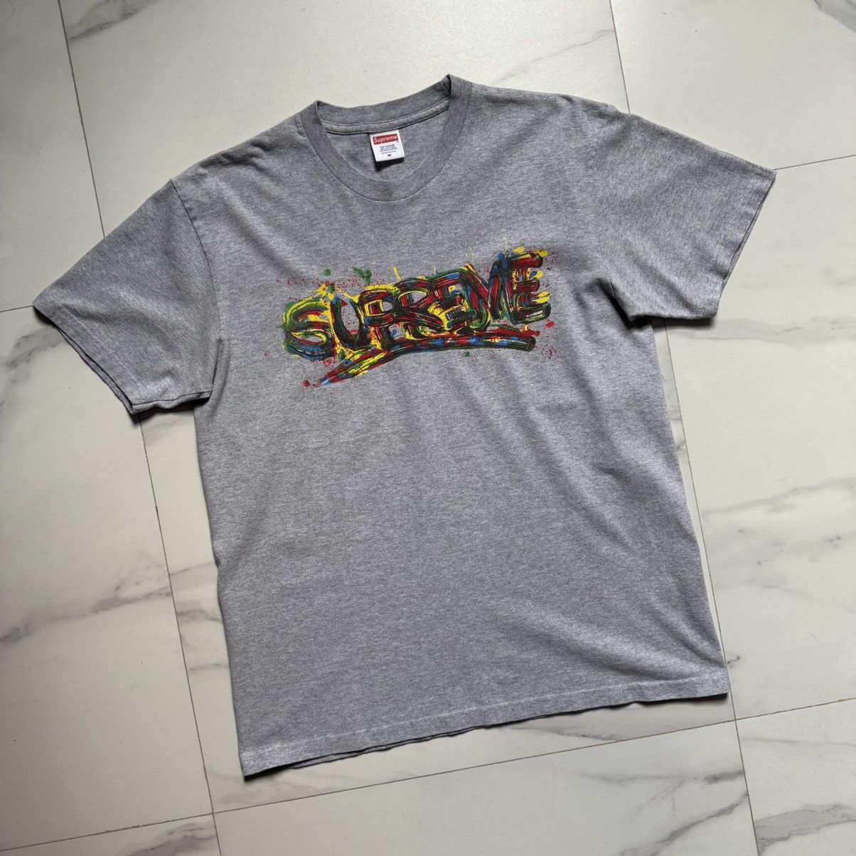 Supreme Supreme Paint Logo SS20 T-Shirt Heather Grey Size US M / EU 48-50 / 2 - 3 Thumbnail