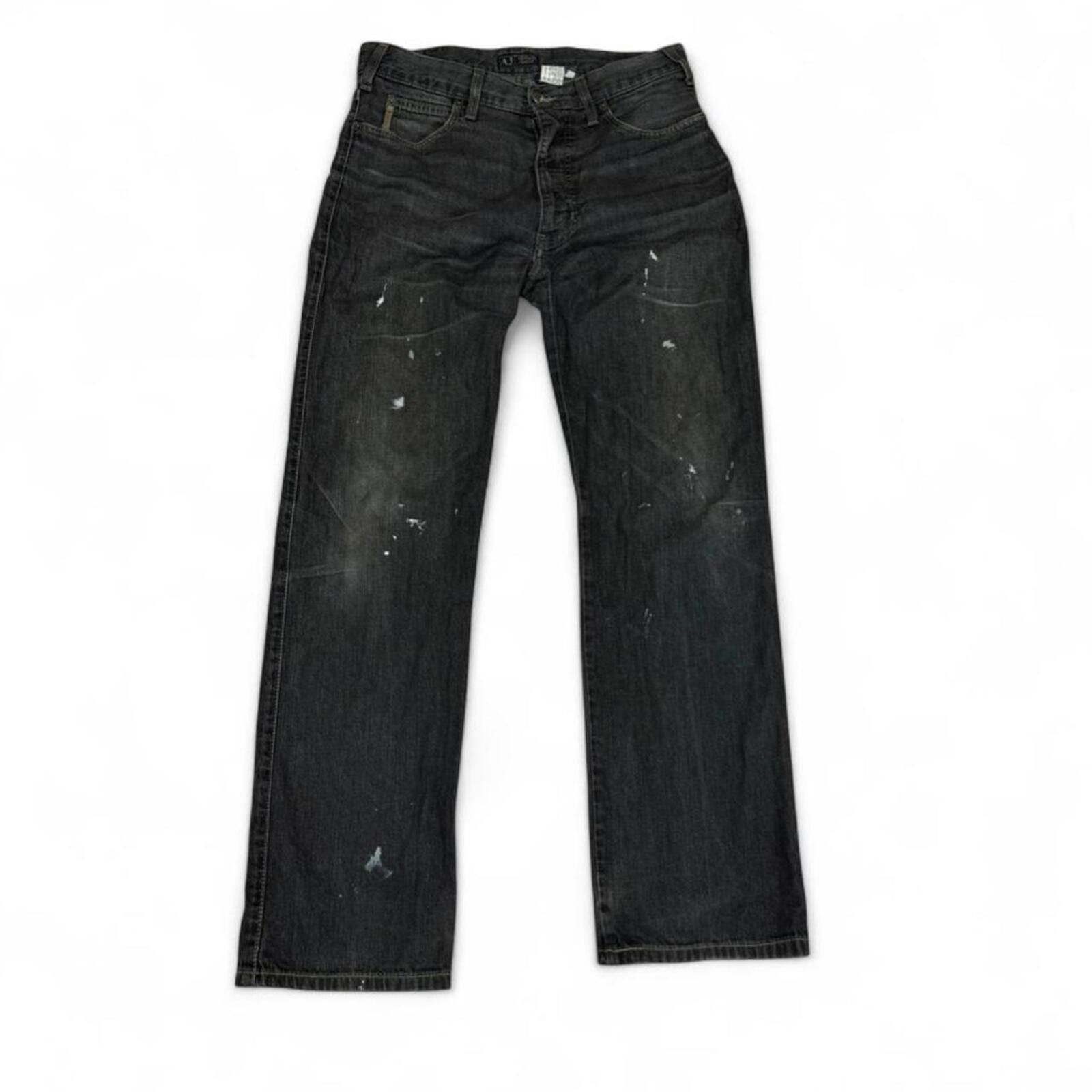 True Religion Armani Jeans black denim jeans with paint splatter Size US 32 / EU 48 - 2 Thumbnail