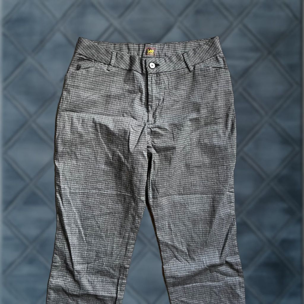 Lee Lee Pants Womens 14M Gray Plaid Waistband Stretch Twill Dress Pants Straight Size 36" / US 14 / IT 50 - 1 Thumbnail