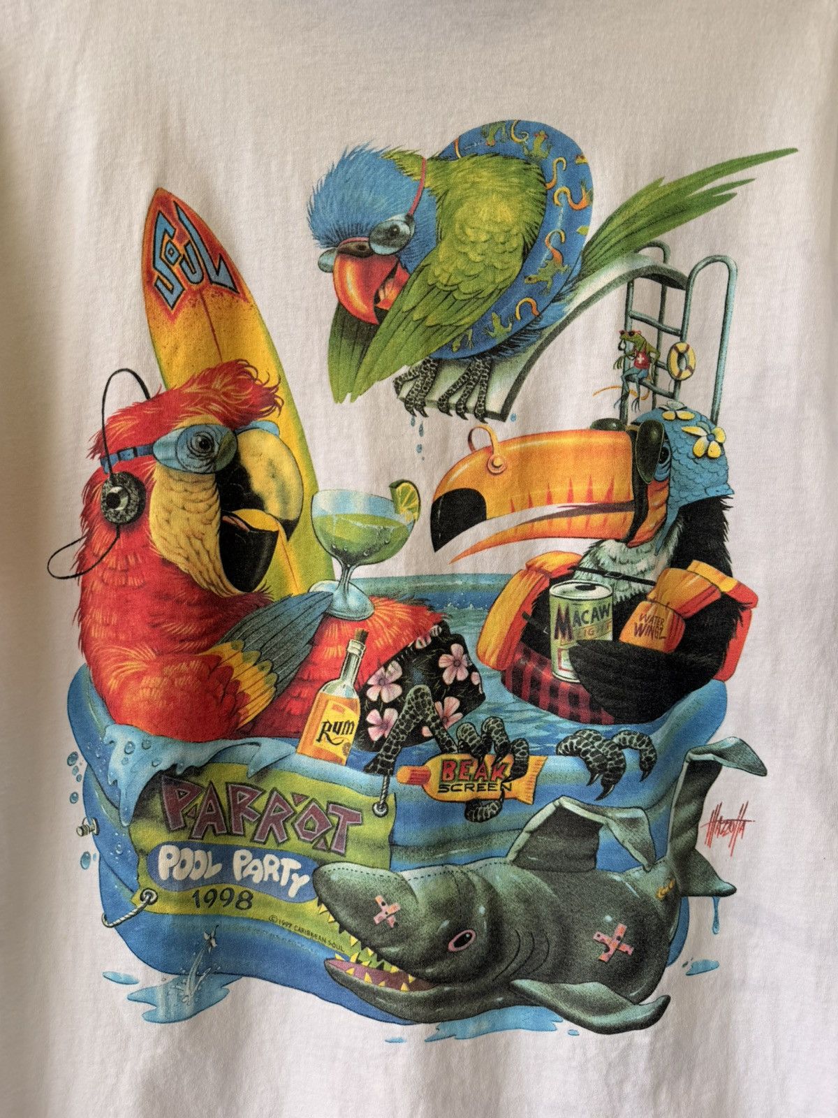 Caribbean Vintage 1998 Caribbean Soul "Parrot Pool Party" T-Shirt Size US XL / EU 56 / 4 - 2 Thumbnail