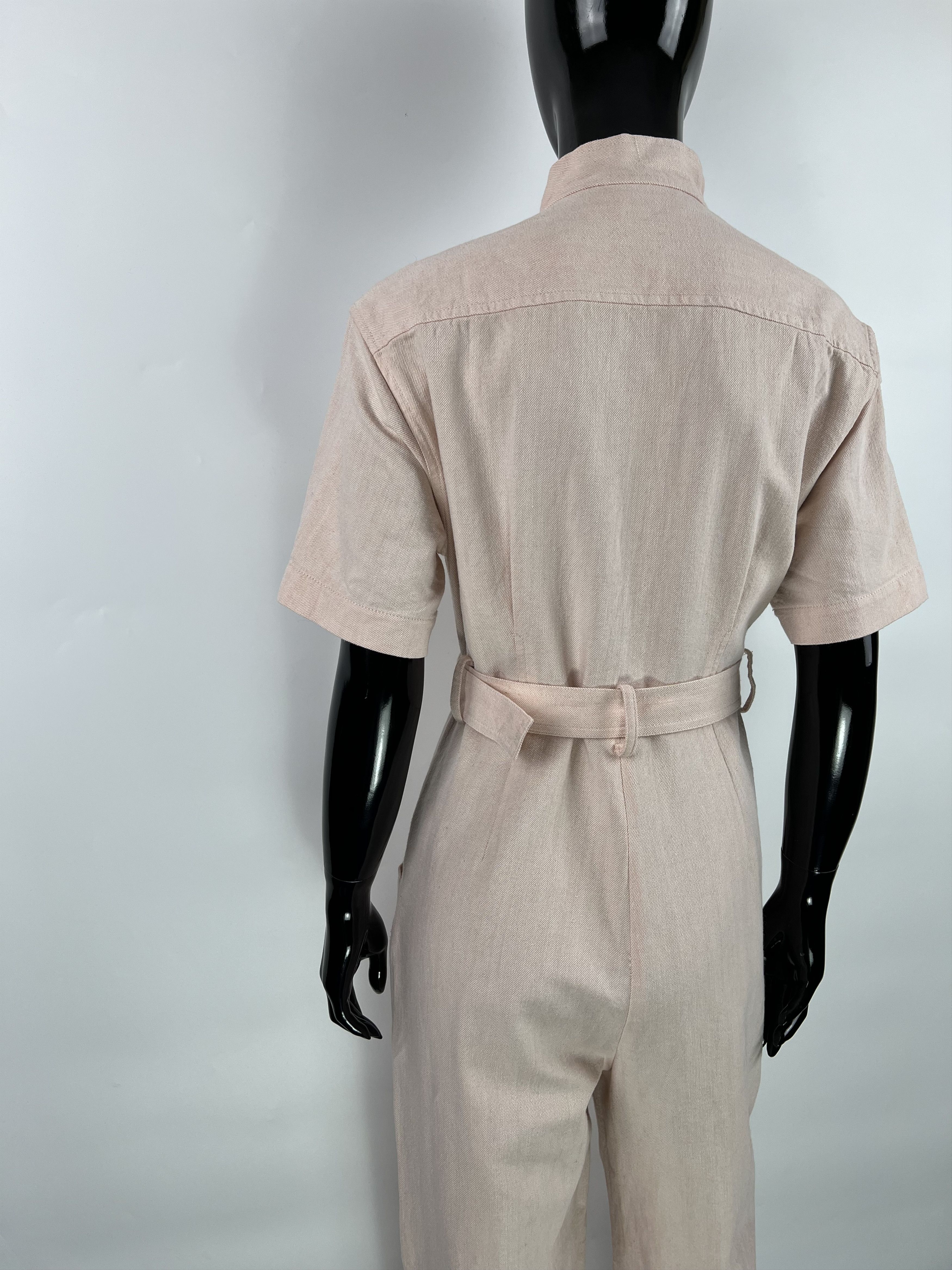 Sandro Sandro Light Pink Cotton Linen Belted Jumpsuit Size 36 Size 27" / US 4 / IT 40 - 6 Thumbnail
