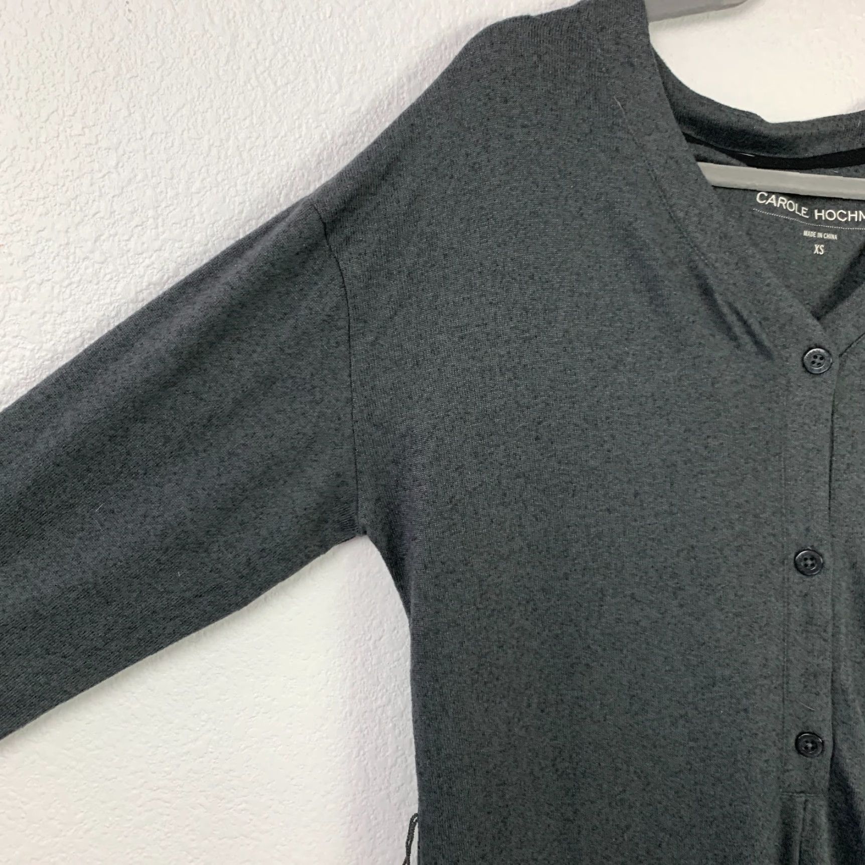 Vintage Carole Hochman Pajama Set Jumpsuit One Piece Lounge Dark Gray XS Women, Button, V-Neck, Long Sleeve, Lightweight, Solid, Regular Size Size 26" / US 2 / IT 38 - 2 Thumbnail