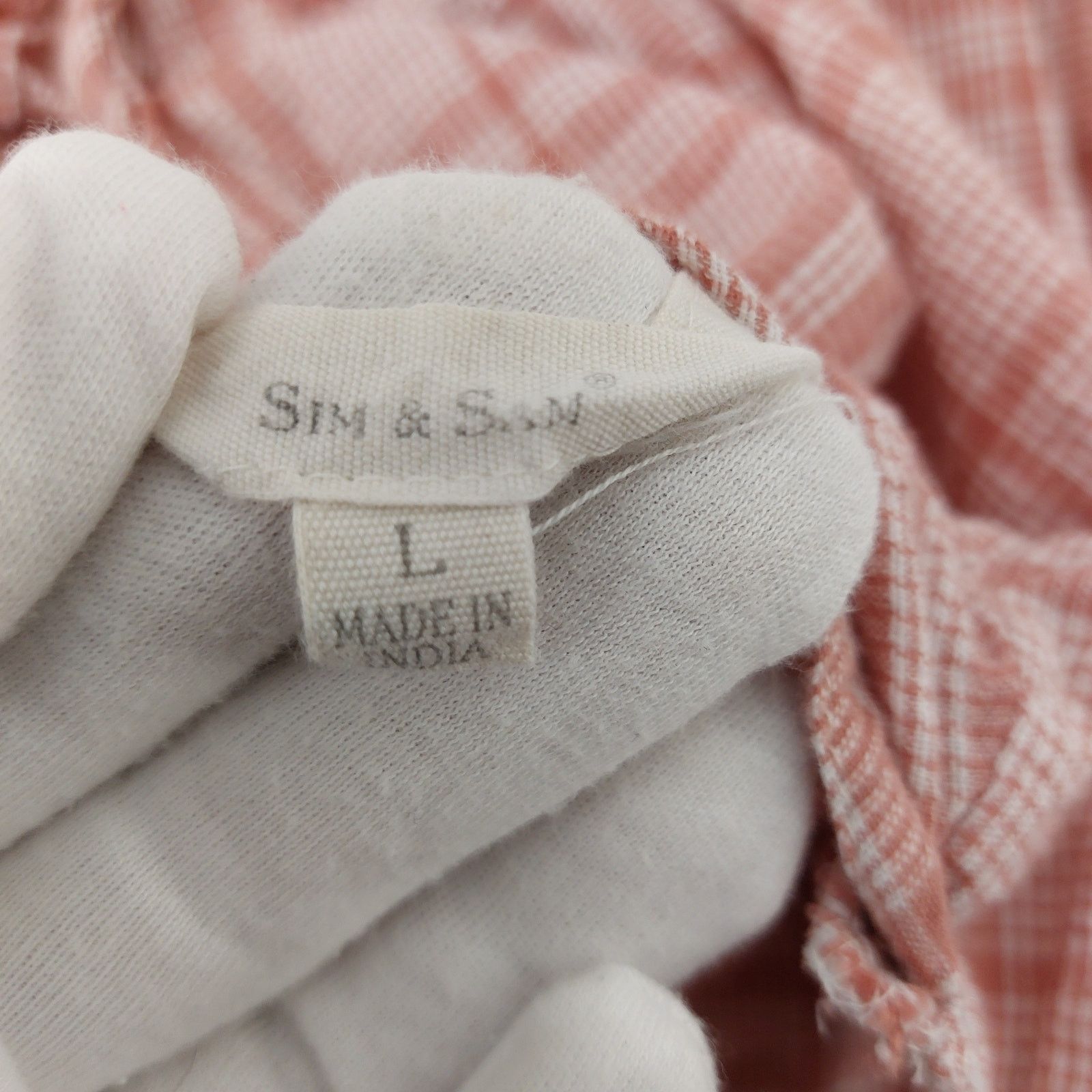 Other Sim & Sam Women's Top 90s Y2K Smocked Plaid Pink Shortsleeve Size L / US 10 / IT 46 - 4 Thumbnail