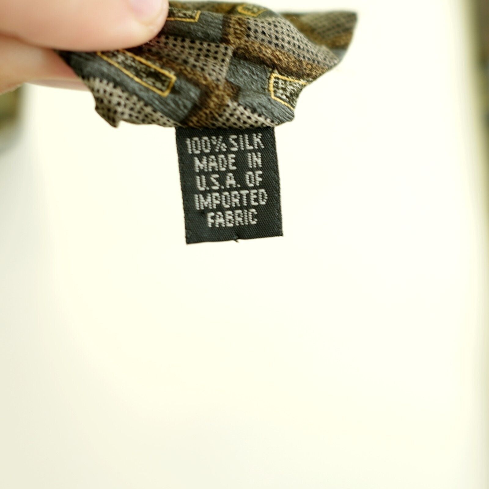 Designer Louis Roth Green Brown Metallic Print Wide Silk Tie Size ONE SIZE - 4 Thumbnail