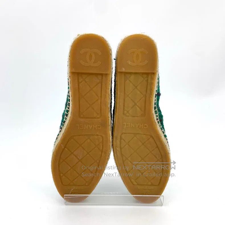 Chanel Chanel Green double C woven tweed fisherman's shoes Size US 6.5 / IT 36.5 - 5 Thumbnail