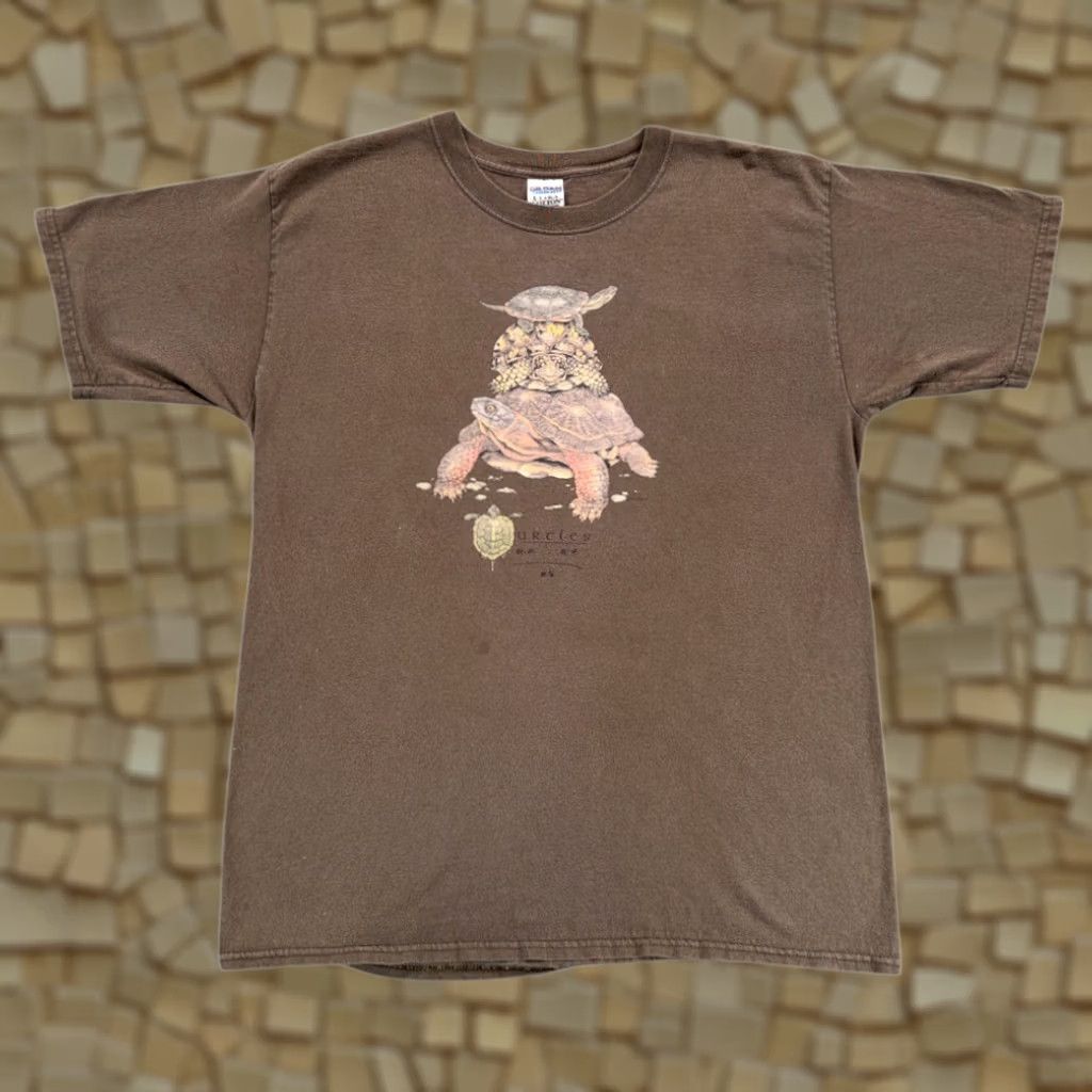 Gildan VINTAGE Turtles Shirt Adult LARGE Brown Nature Wildlife Reptile Art Y2K Size US L / EU 52-54 / 3 - 1 Thumbnail