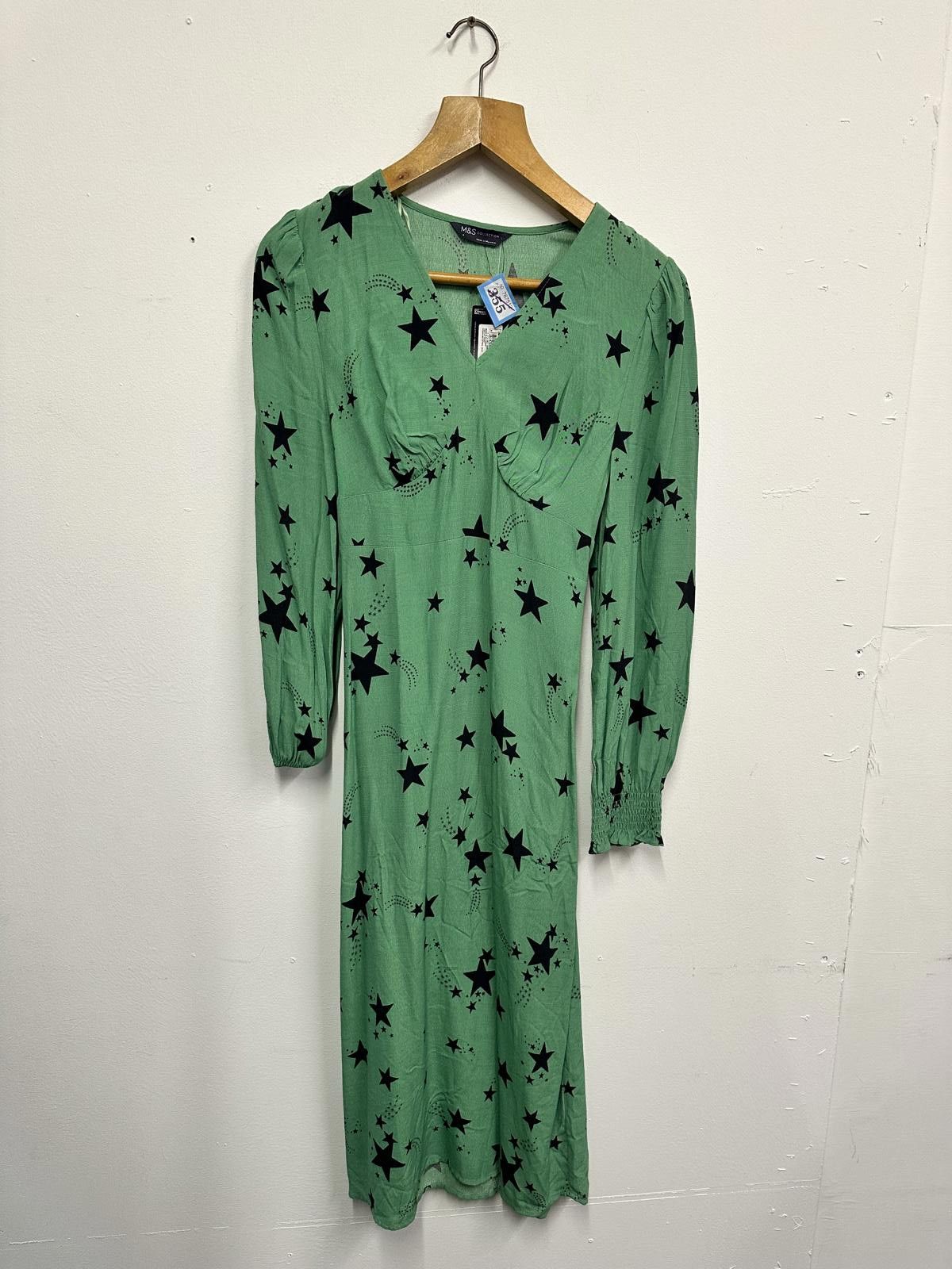 Other M&S Collection Green Star Print Long Sleeve Dress Size 8 Size S / US 4 / IT 40 - 1 Thumbnail