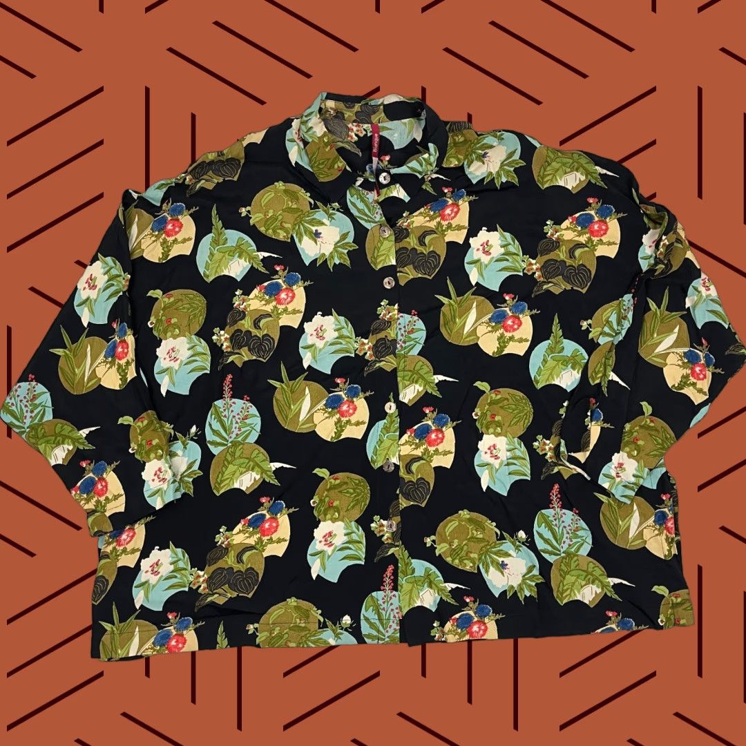 Vintage Blanque Blouse Womens Size 2 Black Floral Bohemian Button Front Top Shirt Size XS / US 0-2 / IT 36-38 - 1 Thumbnail