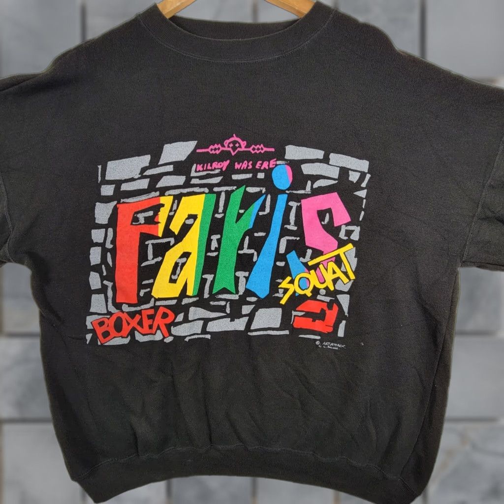 FARIS VINTAGE Tangs Black Sweatshirt Men XXL Art Attack Pullover Crew Neck Graphic Print All Seasons Heavyweight Cotton- France Men Size US XXL / EU 58 / 5 - 1 Thumbnail