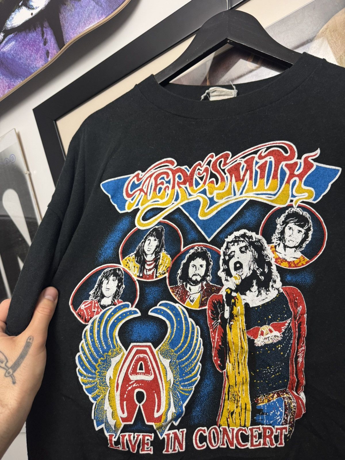 Aerosmith Vintage 80s Aerosmith Rock Band Tee Live In Concert Print Size US L / EU 52-54 / 3 - 2 Thumbnail
