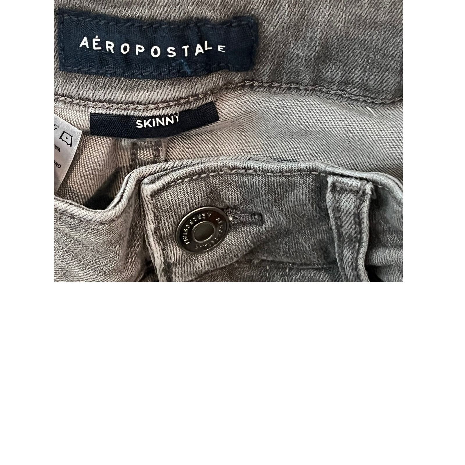 Aeropostale Aeropostale Skinny Gray Distressed Jeans Mens 33x32 Size US 33 - 3 Thumbnail