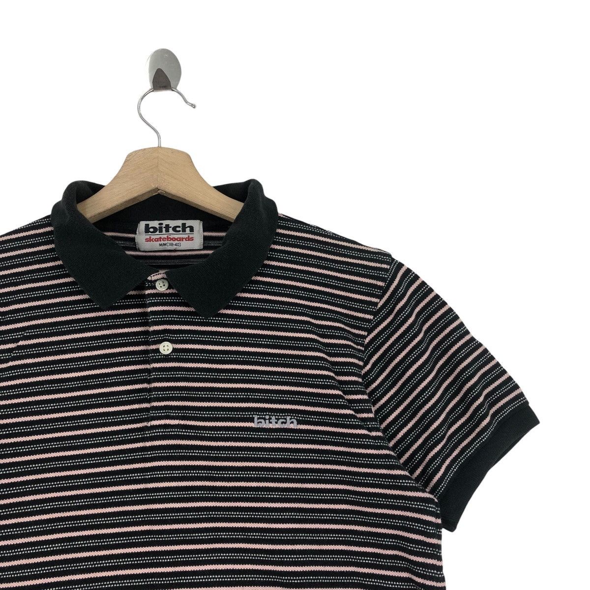 Vintage Vintage 90s BITCH SKATEBOARD STRIPE Usa Skate Polo Shirt Size US M / EU 48-50 / 2 - 4 Thumbnail