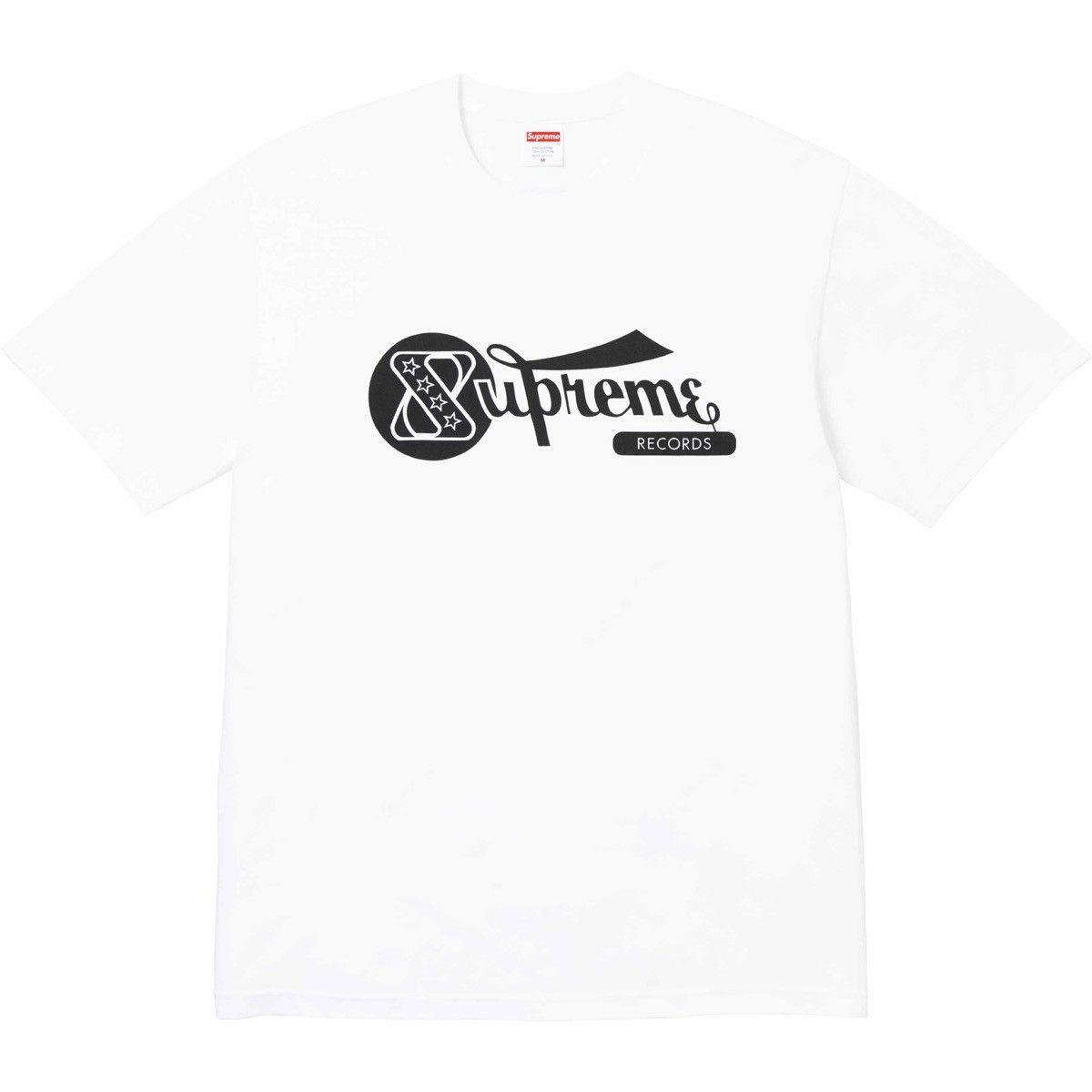 image of Supreme Records Logo Tee Short Sleeve White T-Shirt , Men's (Size 2XL)