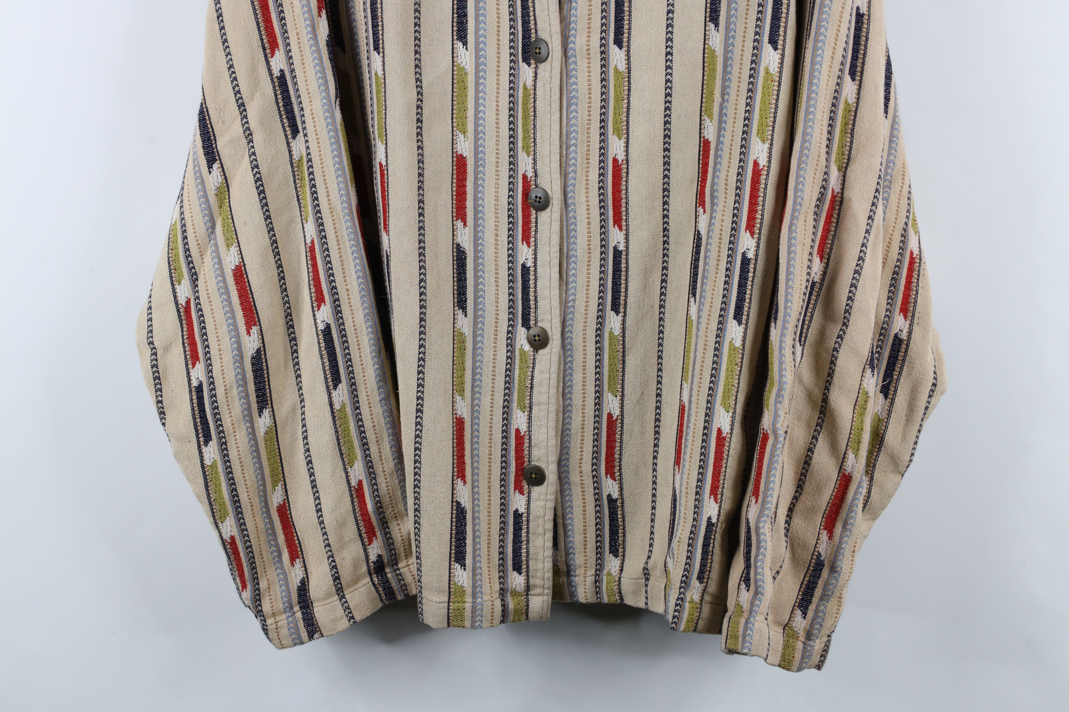 Vintage Vintage 90s Streetwear Striped Knit Button Shirt Jacket Jac Size 4XL / US 24-26 - 3 Thumbnail