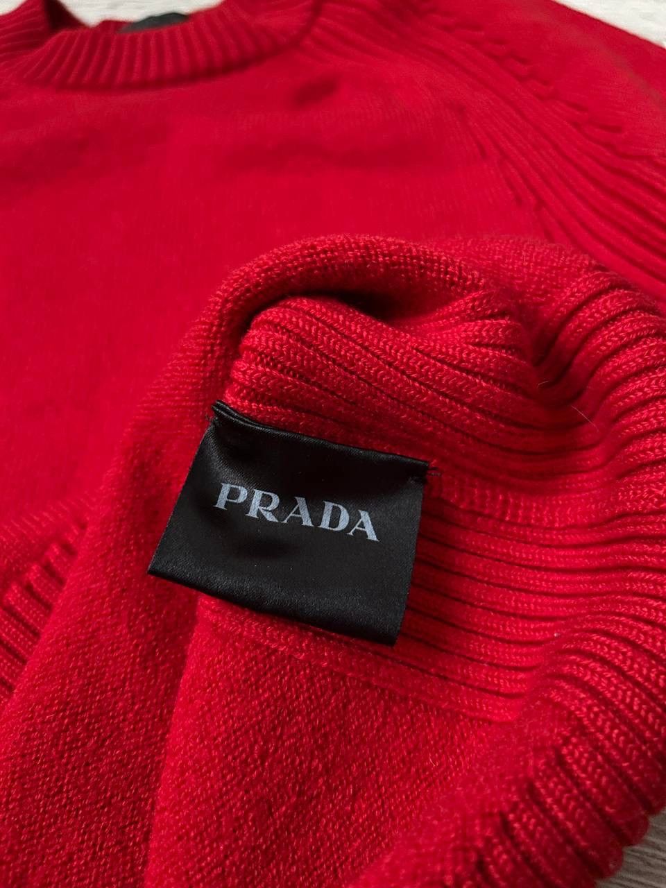 Prada Prada Milano Red Wool Knitted Raglan Logo Sweater Size 52 Size US M / EU 48-50 / 2 - 5 Thumbnail