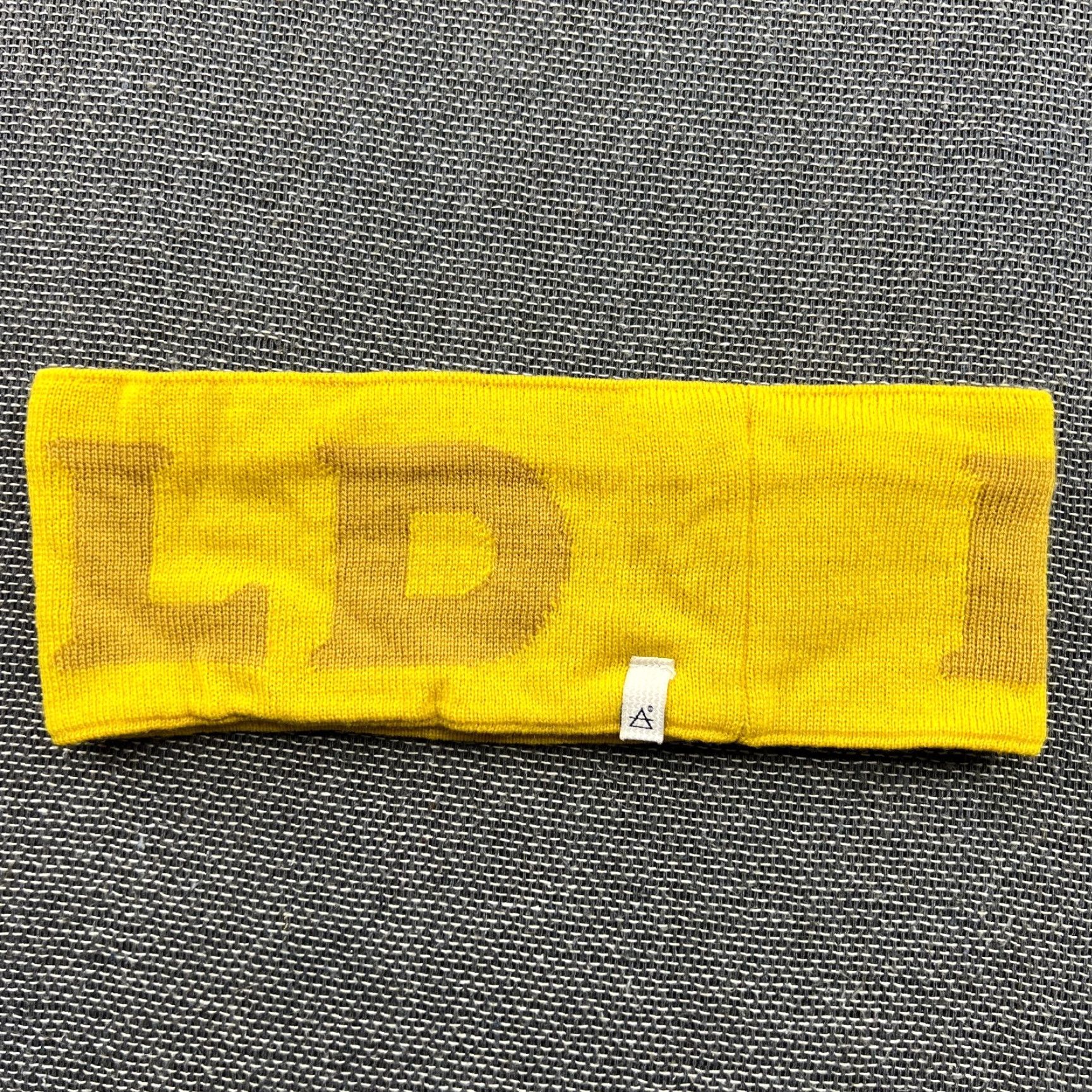 Vintage DEVOLD Virgin Wool Logo Headband One Size Yellow Lined Thermal Knitted Size ONE SIZE - 2 Thumbnail