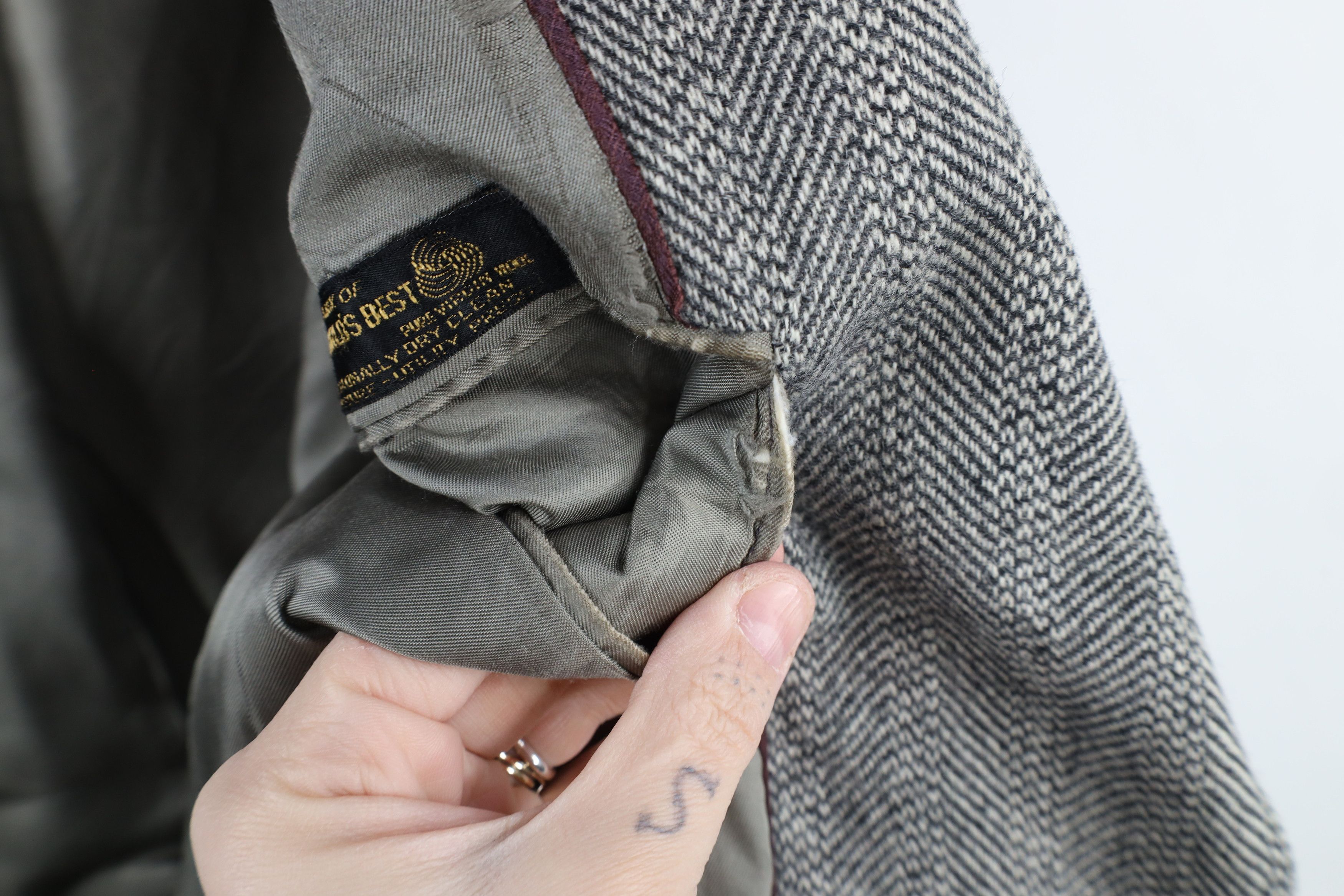 Vintage Vintage 90s Streetwear Wool Tweed Herringbone Blazer Jacket Size US L / EU 52-54 / 3 - 14 Thumbnail