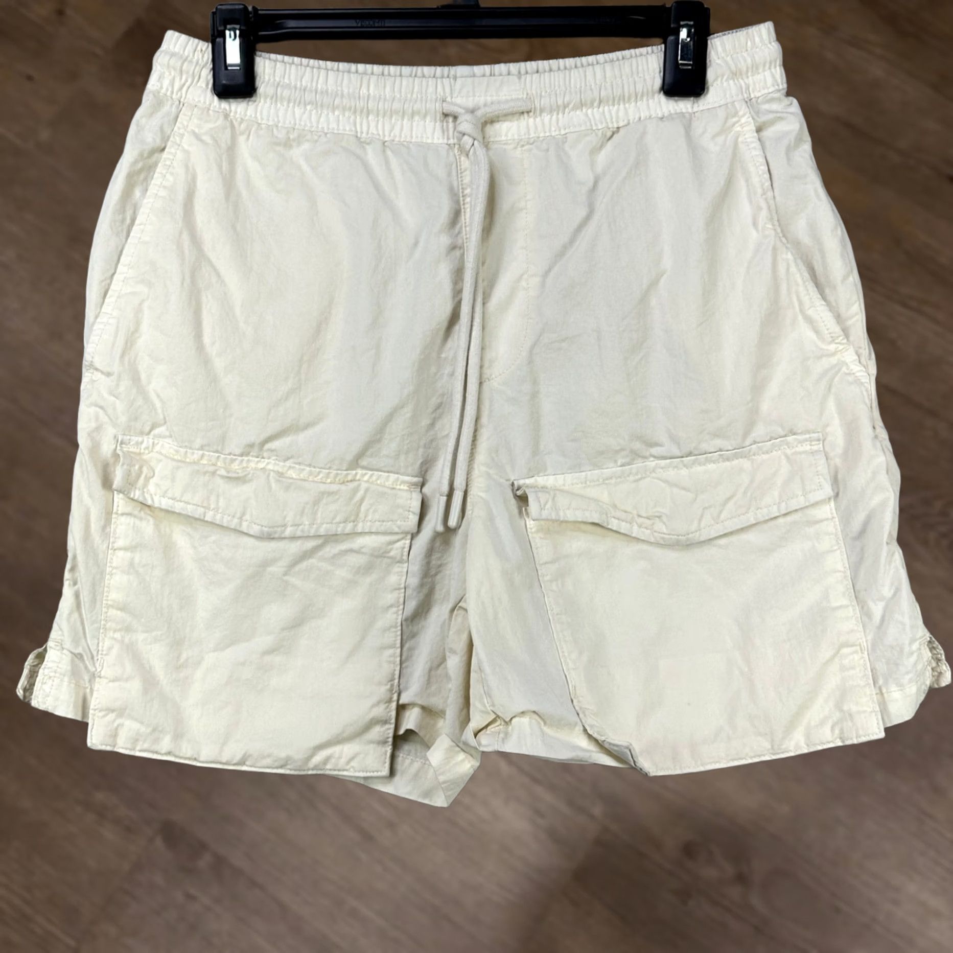 Zara VINTAGE ZARA Mens Pull On Cargo Shorts Small Cream Drawstring Stretch Waistband Pockets Size US 29 - 1 Thumbnail
