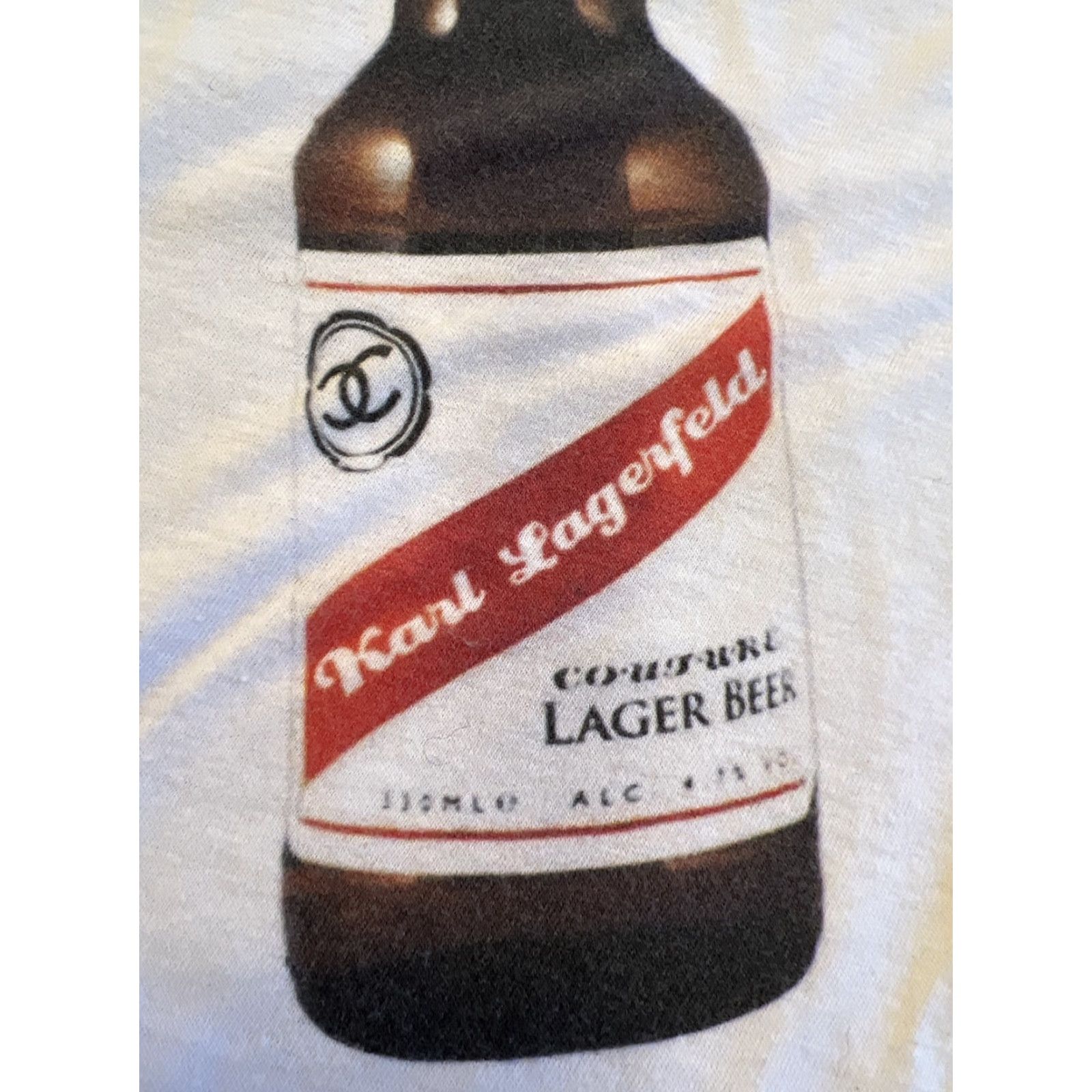 American Apparel VINTAGE American Apparel Shirt Womens Size S White Karl Lagerfeld Red Stripe Jamaican Beer Spoof 80s 90s Limited Edition Crew Neck Short Sleeve Casual Size S / US 4 / IT 40 - 3 Thumbnail