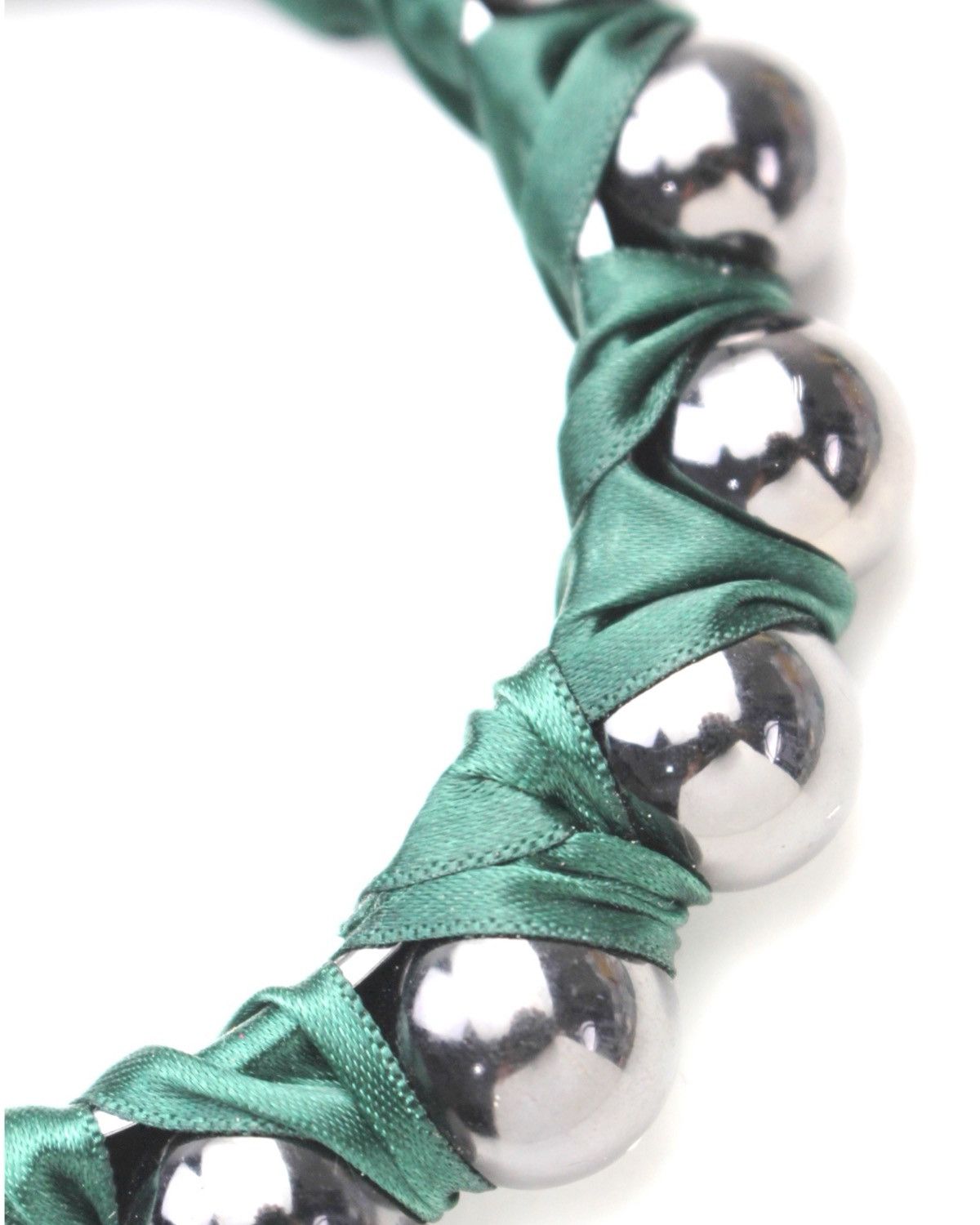 Vintage 2000S JAPANESE MADE METAL BEAD SATIN RIBBON WEAVE BRACELET Size ONE SIZE - 3 Thumbnail