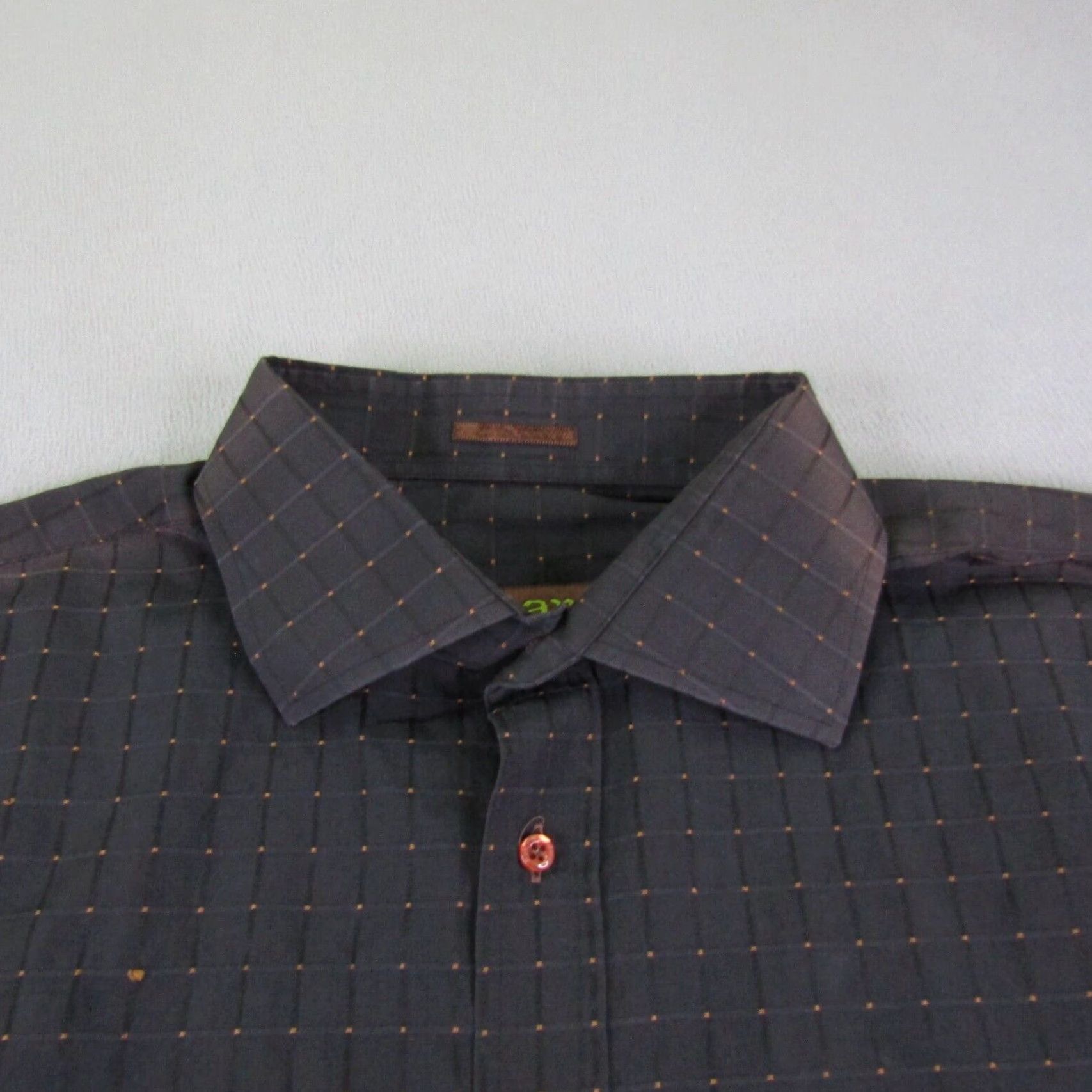 Roar Roar Mens Extra Large Black Gold Plaid Button Up Short Sleeve Shirt Size US XL / EU 56 / 4 - 2 Thumbnail