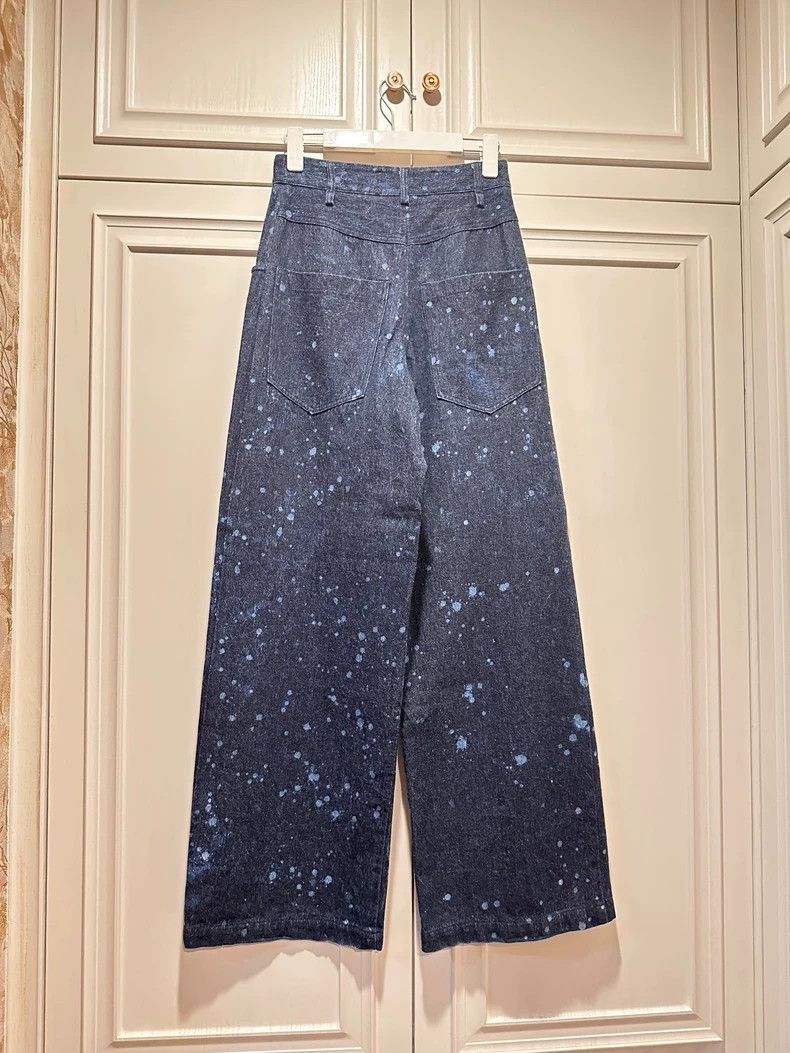 Japanese Brand wide-leg splatter denim pants for women-2507 Size US 26 / EU 42 - 2 Thumbnail