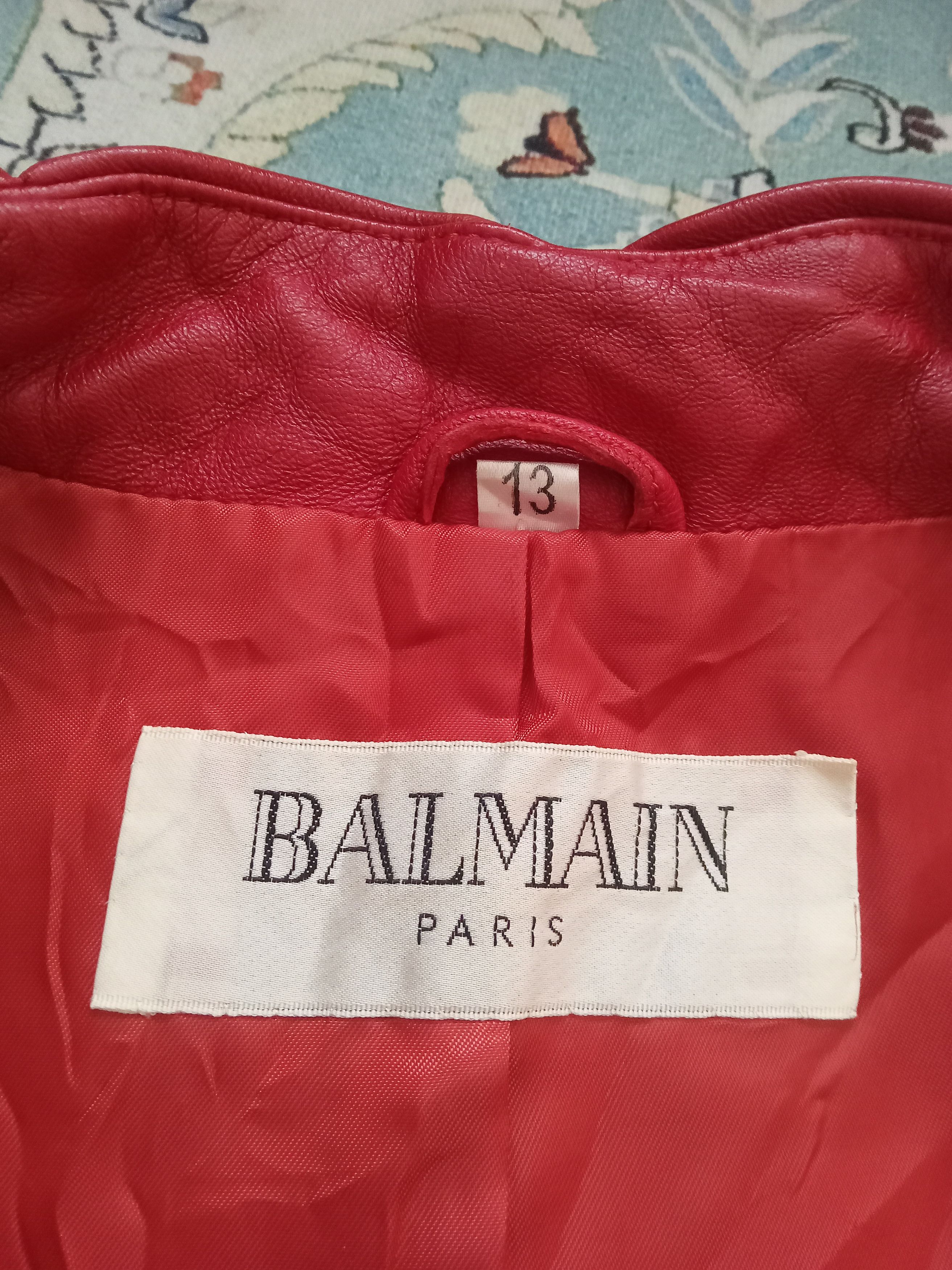 Balmain Vintage Balmain Paris Red Leather Jacket Size US L / EU 52-54 / 3 - 5 Thumbnail