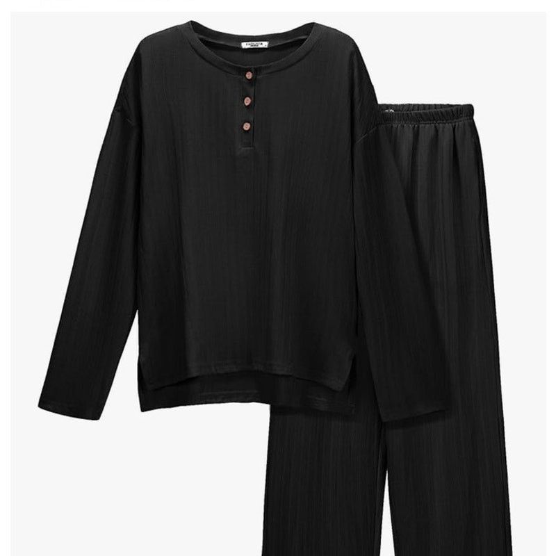 The Unbranded Brand Womens Ribbed Knit Lounge Set Long Sleeve Henley Neck XL Size 38" / US 16 / IT 52 - 1 Thumbnail