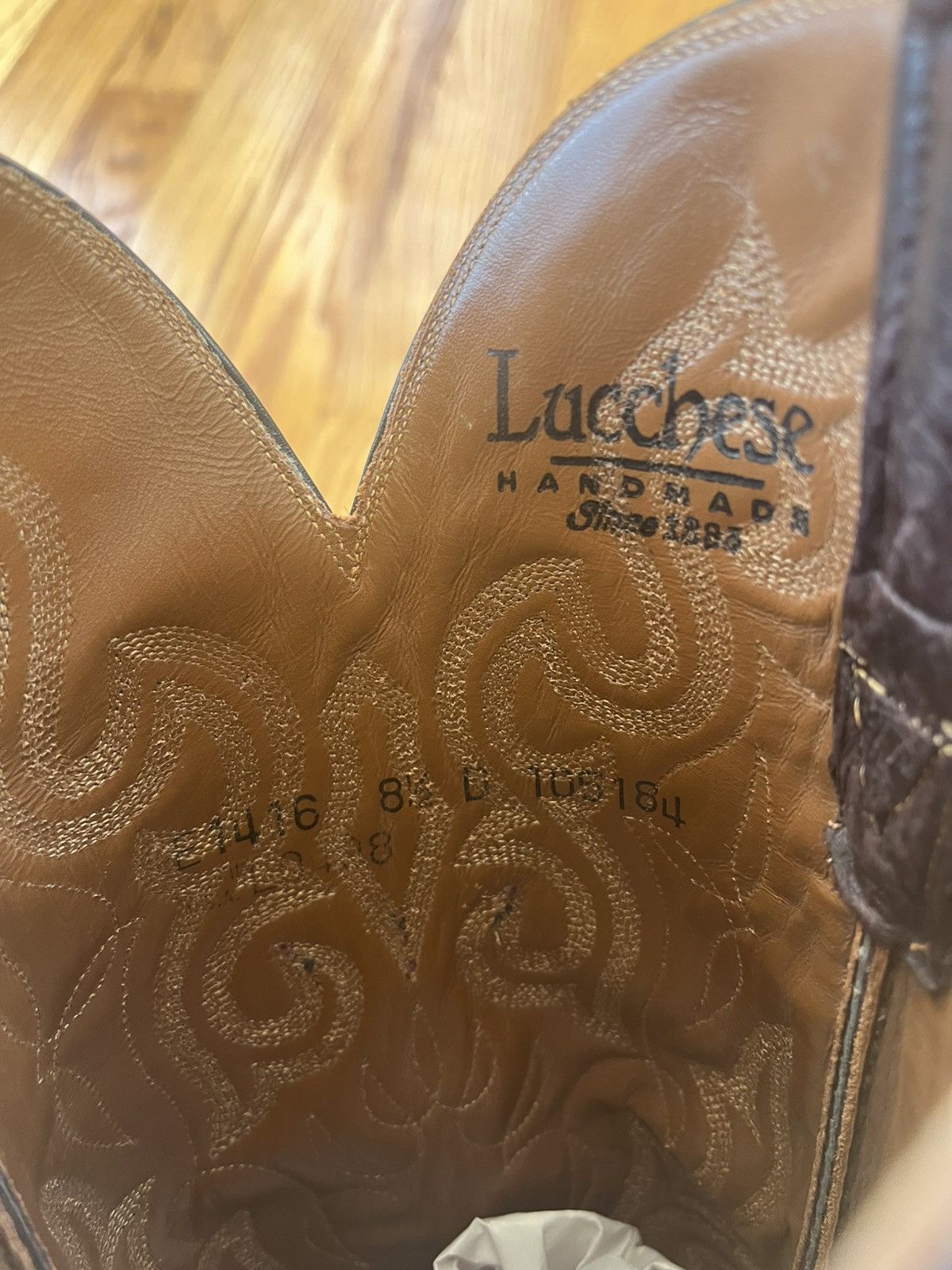 Lucchese Lucchese Men's Chocolate Calfskin Medium Toe Boots Size 8.5D Size US 8.5 / EU 41-42 - 6 Thumbnail