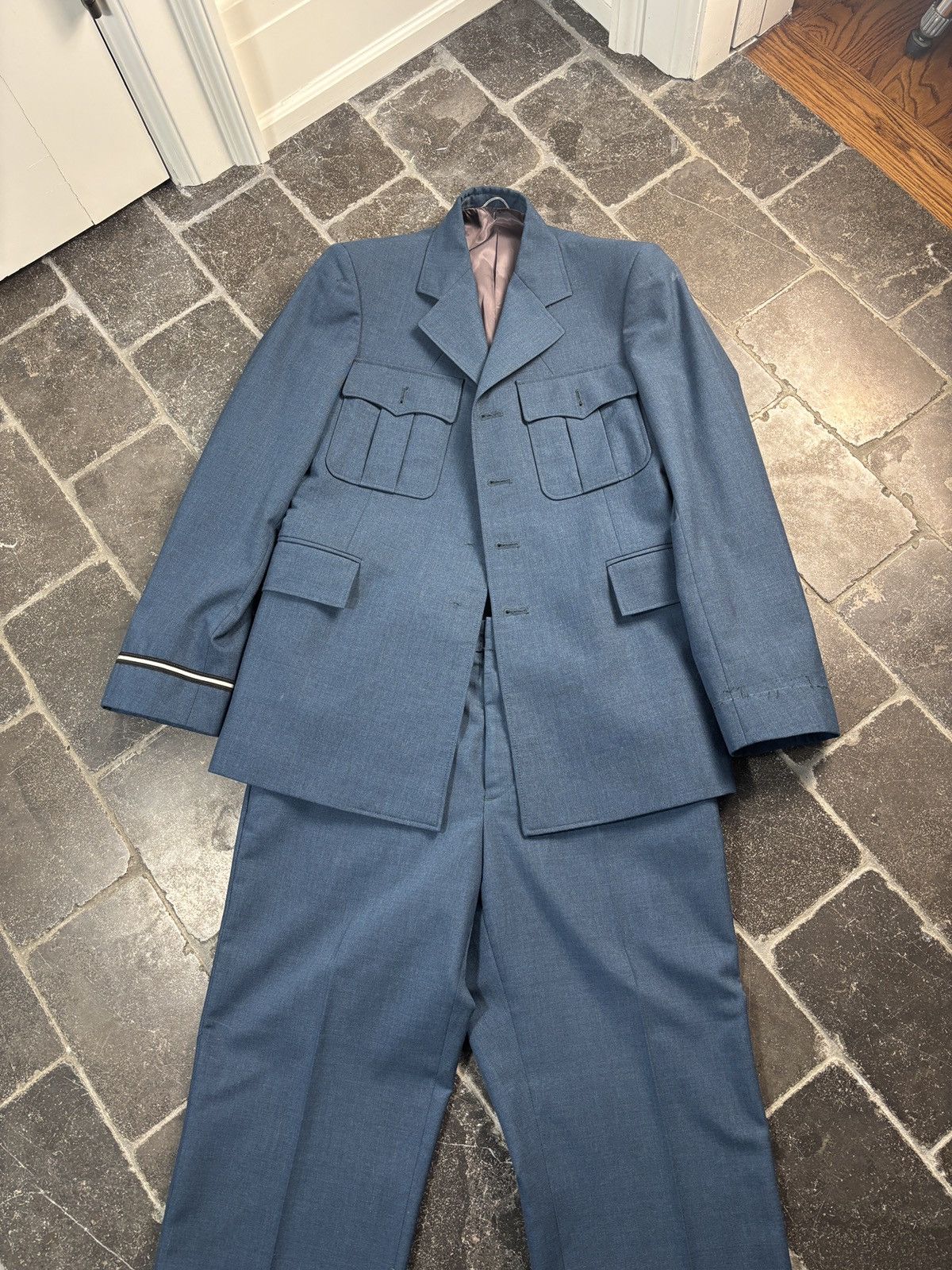 Vintage Vintage Suit Two Piece Uniform Pilot Military Service Blue Size 36R - 2 Thumbnail