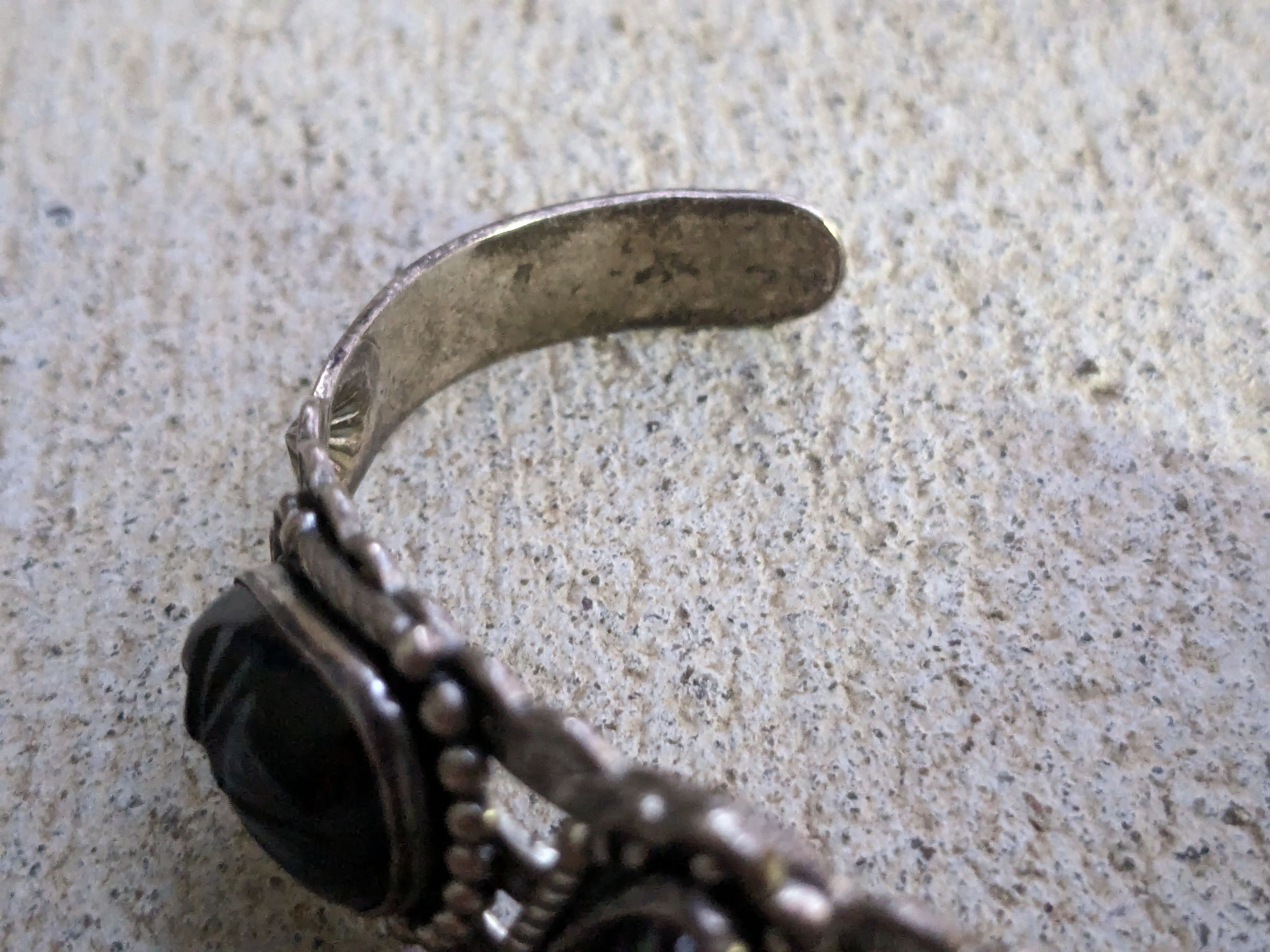 Jewelry Vintage Sterling Silver Bracelet Black Mask Mexico Cuff Size ONE SIZE - 7 Thumbnail