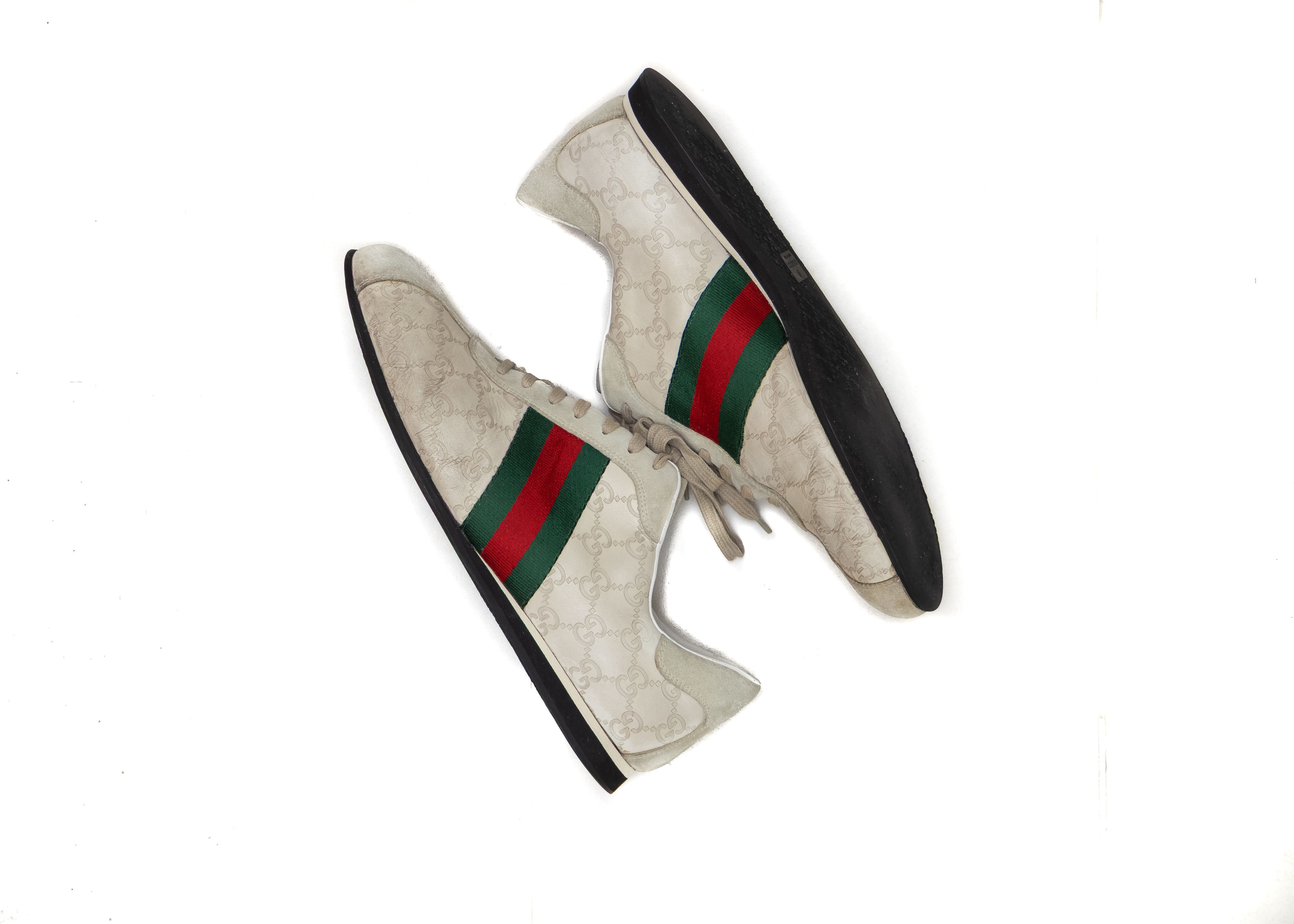 Gucci Gucci GG Monogram Stripe Sneakers EU 44E – Beige/Green/Red Size US 10.5 / EU 43-44 - 3 Thumbnail