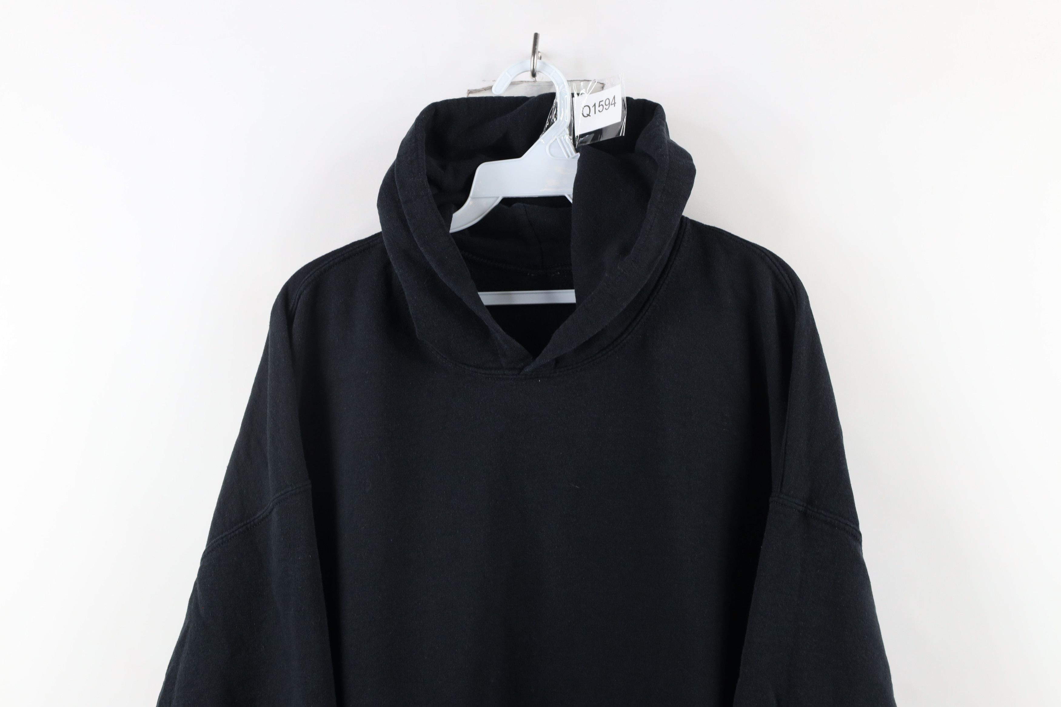 Vintage Vintage 90s Streetwear Blank Hoodie Sweatshirt Black Size US XXL / EU 58 / 5 - 2 Thumbnail