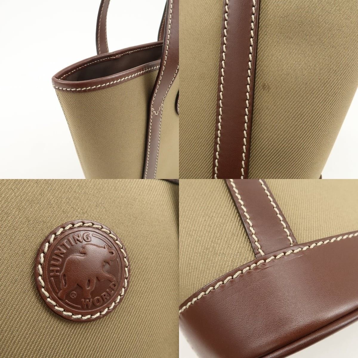 Huntington Hunting World Canvas & Leather Tote Tan Size ONE SIZE - 6 Thumbnail