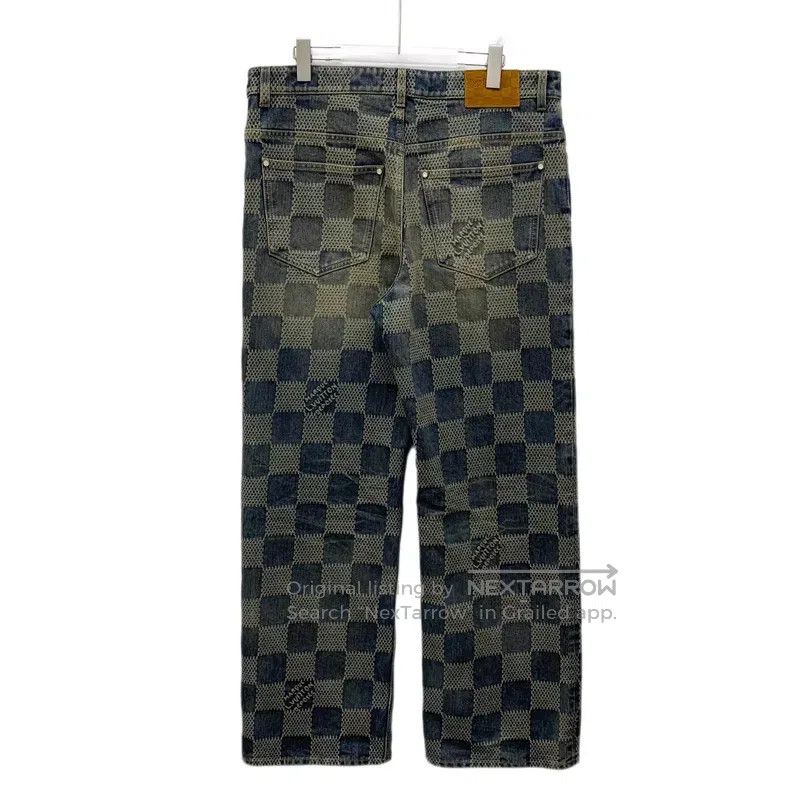 Louis Vuitton Louis Vuitton Blue Feidun Checker Denim Pants Size US 33 - 2 Thumbnail