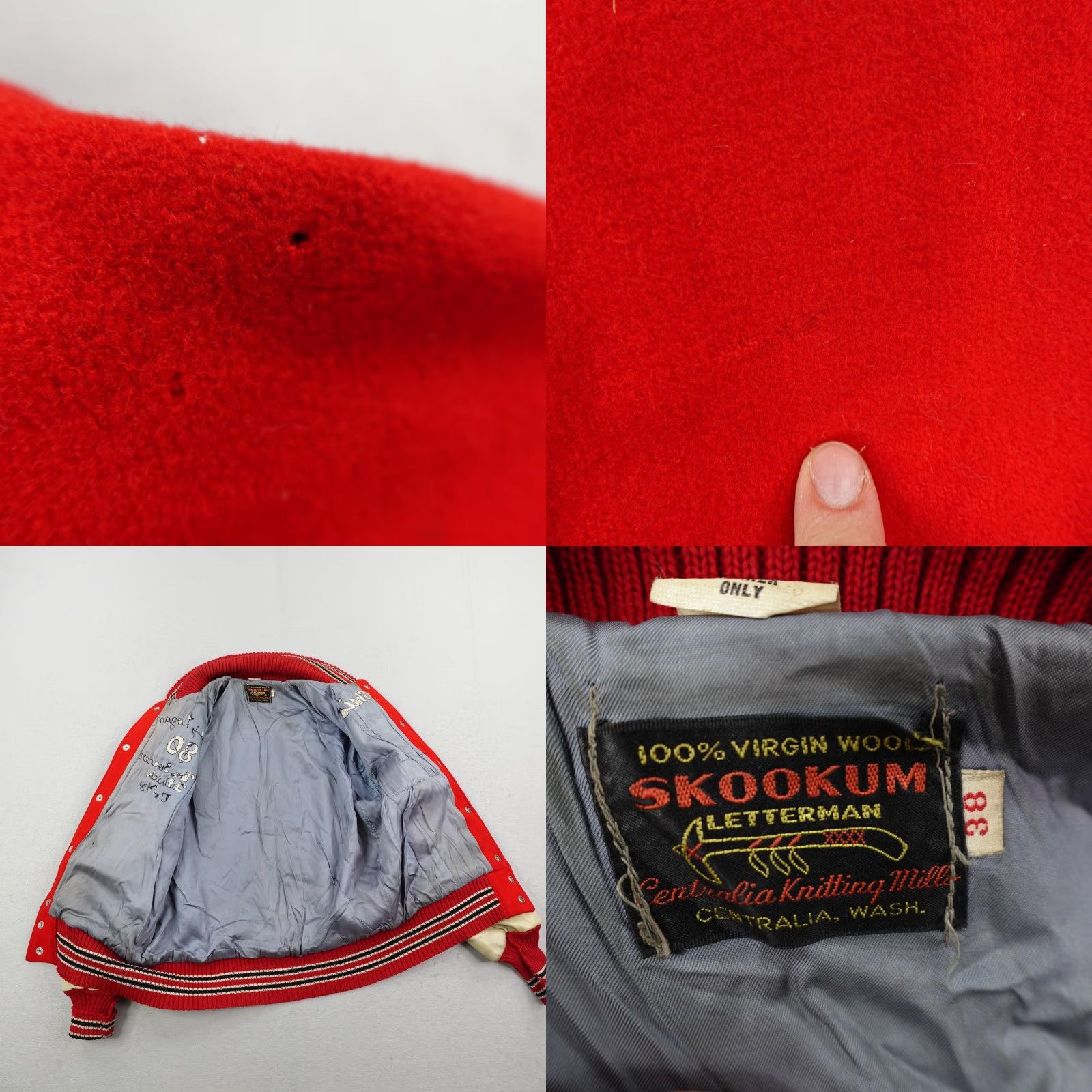 Vintage VINTAGE Skookum Letterman Jacket Men 38 Red Varsity 70s Chain Stitch Soccer Coat Size US XXS / EU 40 - 9 Thumbnail