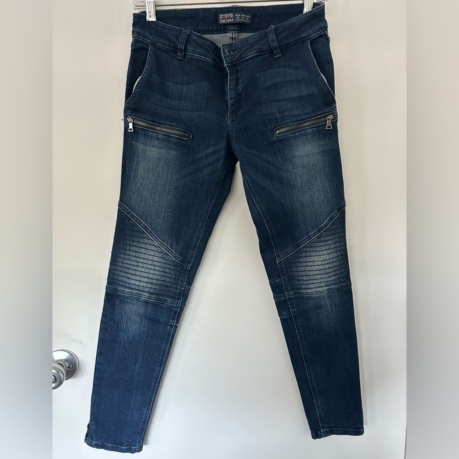Zara Zara Denim Moto Dark Wash Stretch Skinny Jeans Women's 4 Size 32" / US 10 / IT 46 - 1 Thumbnail