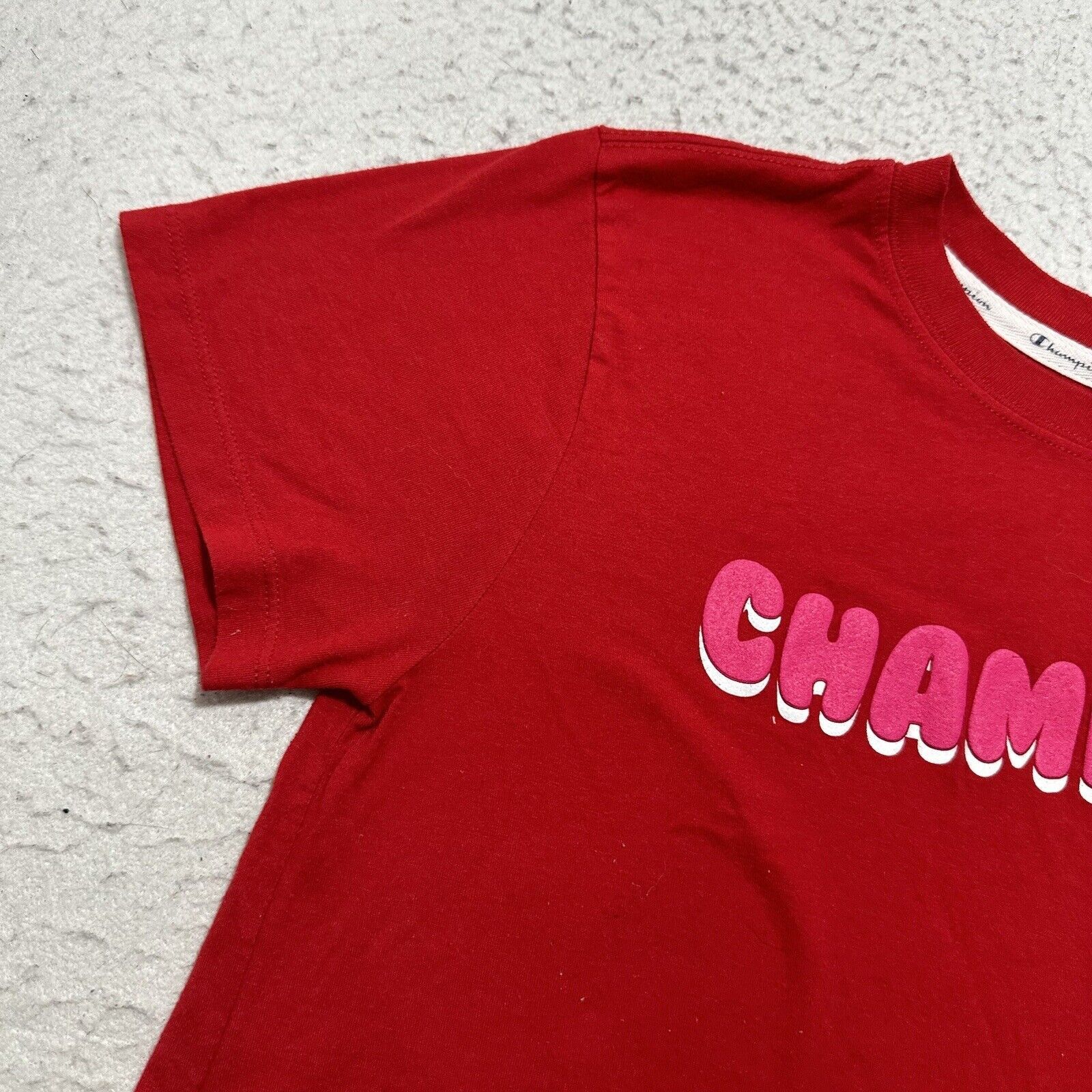 Champion Champion Women's Small Red Short Sleeve T Shirt Pink Logo Size S / US 4 / IT 40 - 6 Thumbnail